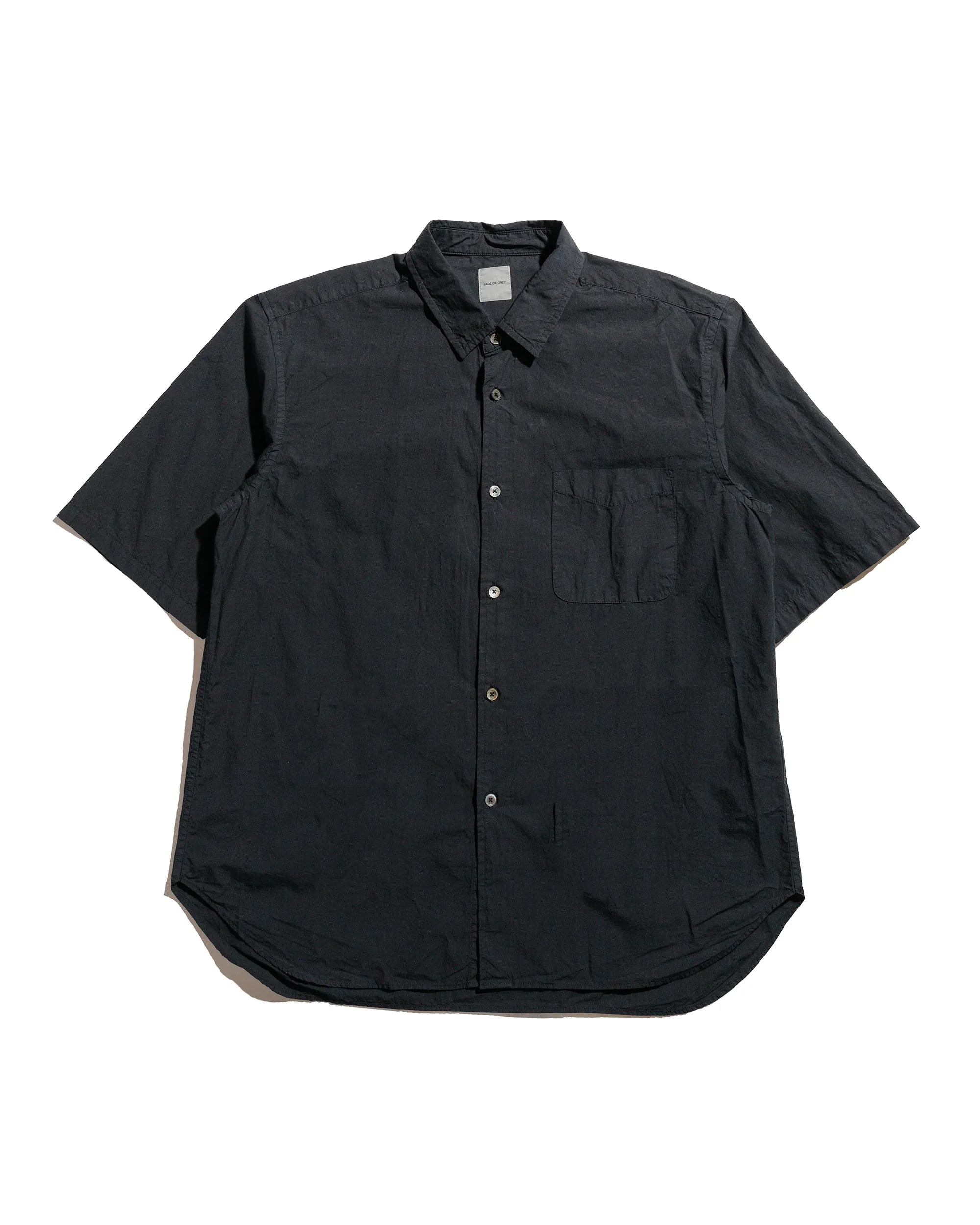 Sage de Cret Organic Cotton Broadcloth Short Sleeve Regular Collar Shirt Black sold by Lost & Found