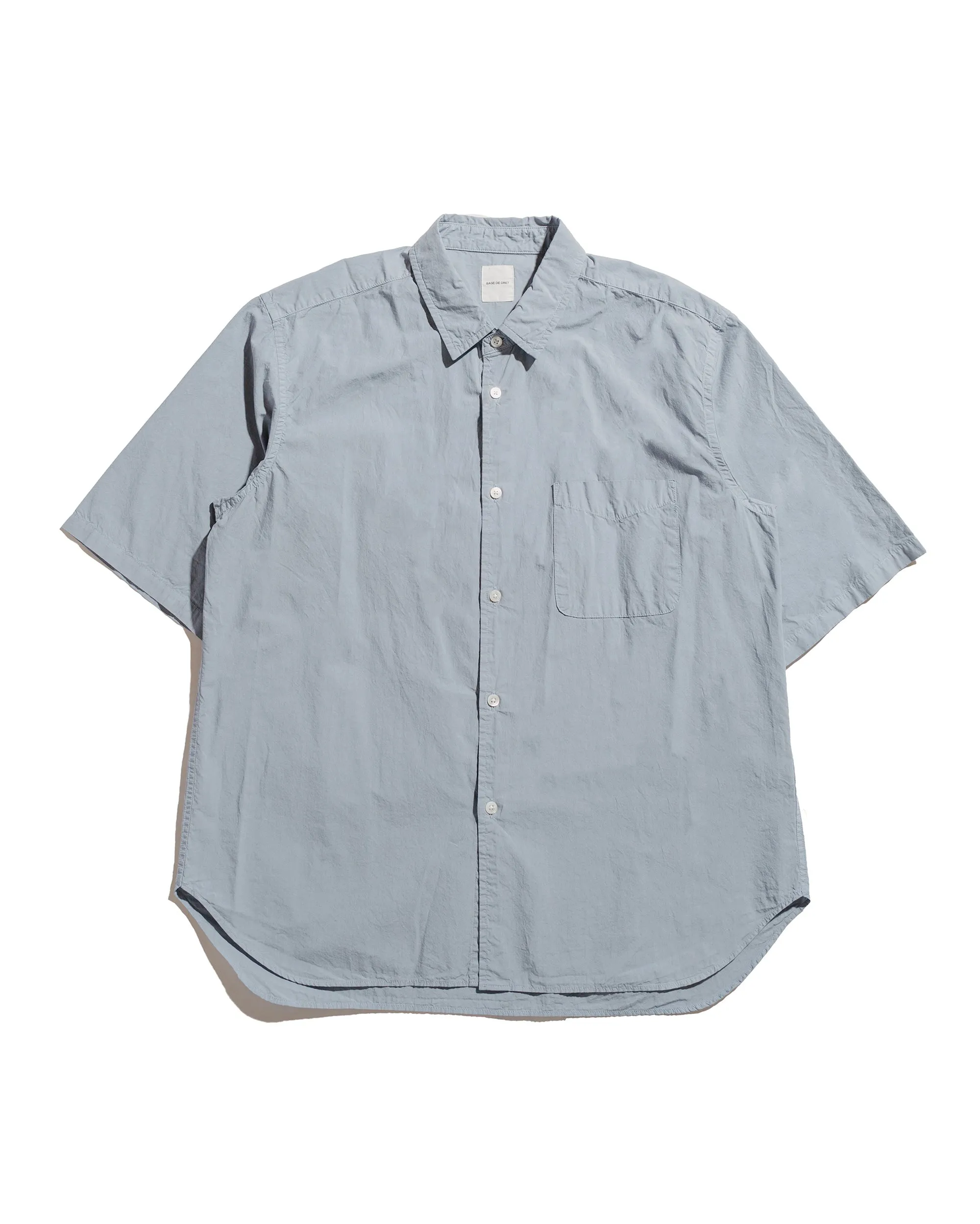 Sage de Cret Organic Cotton Broadcloth Short Sleeve Regular Collar Shirt Saxe sold by Lost & Found