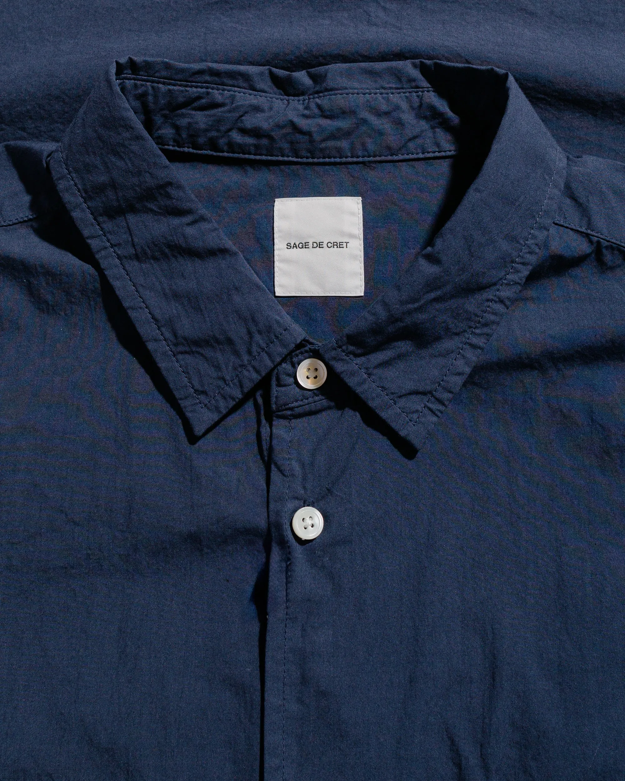 Sage de Cret Organic Cotton Broadcloth Short Sleeve Regular Collar Shirt Navy sold by Lost & Found product image thumbnail 5