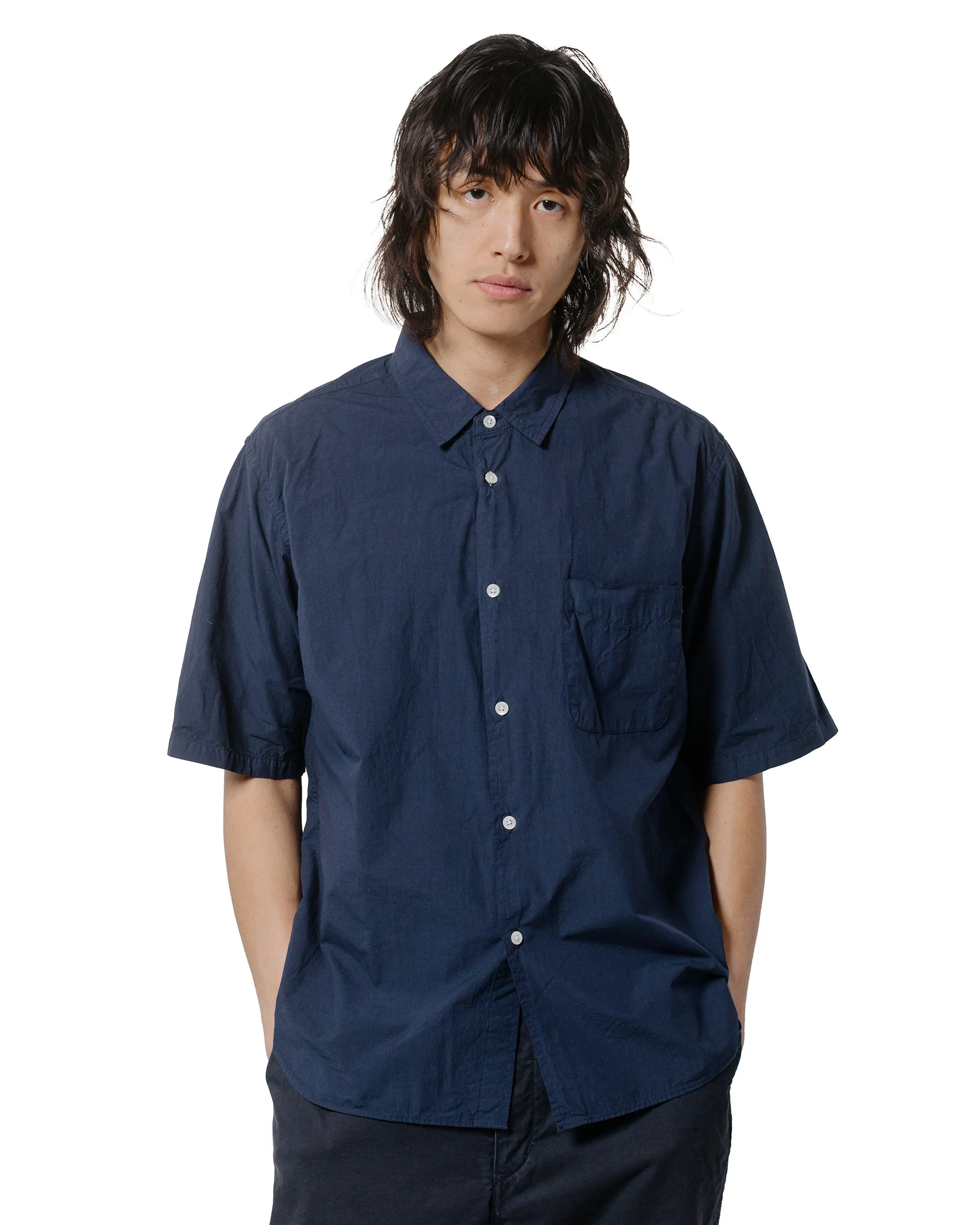 Sage de Cret Organic Cotton Broadcloth Short Sleeve Regular Collar Shirt Navy sold by Lost & Found product image thumbnail 2