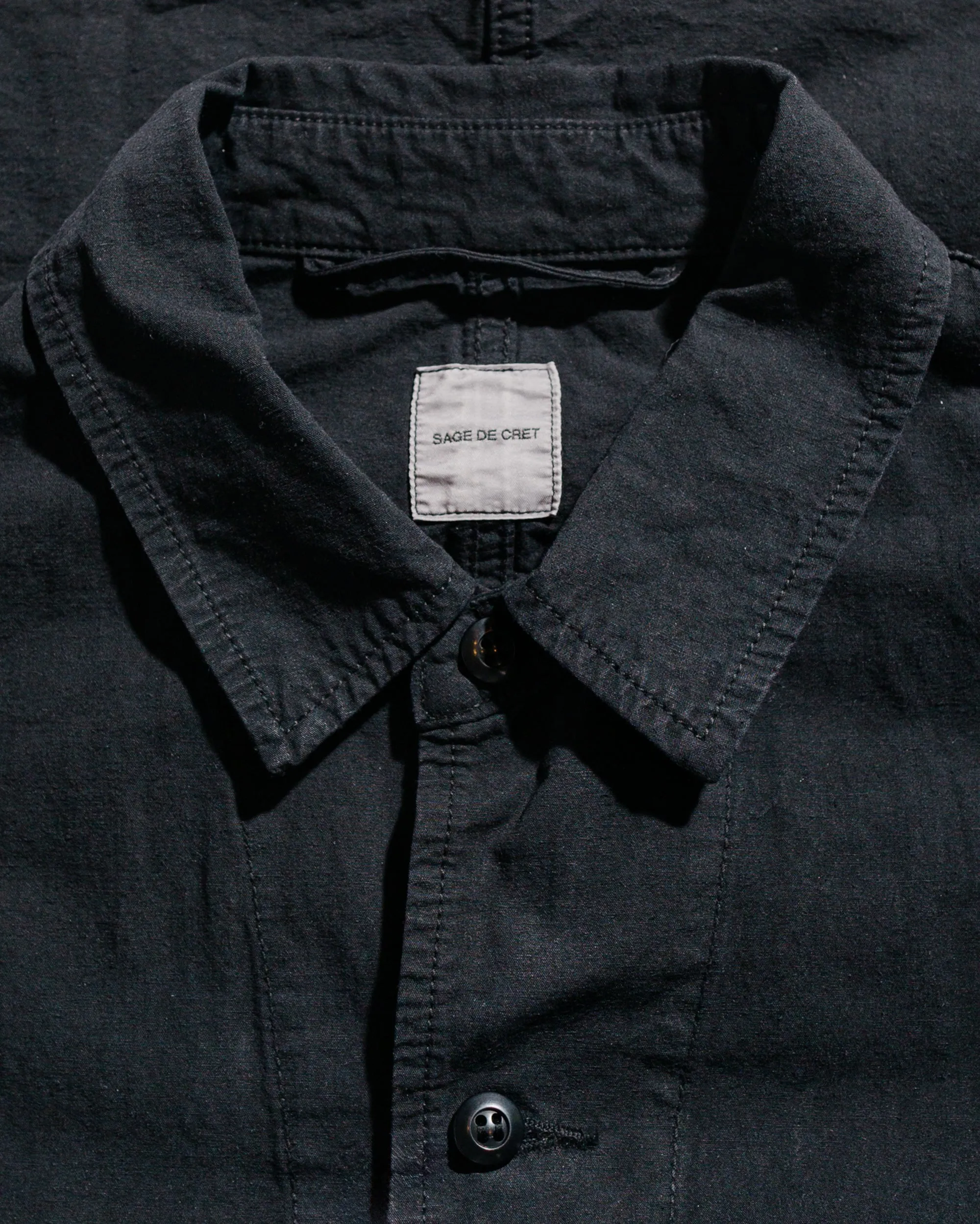Sage de Cret High Density Cotton/Hemp Shirt Jacket Black sold by Lost & Found product image thumbnail 5