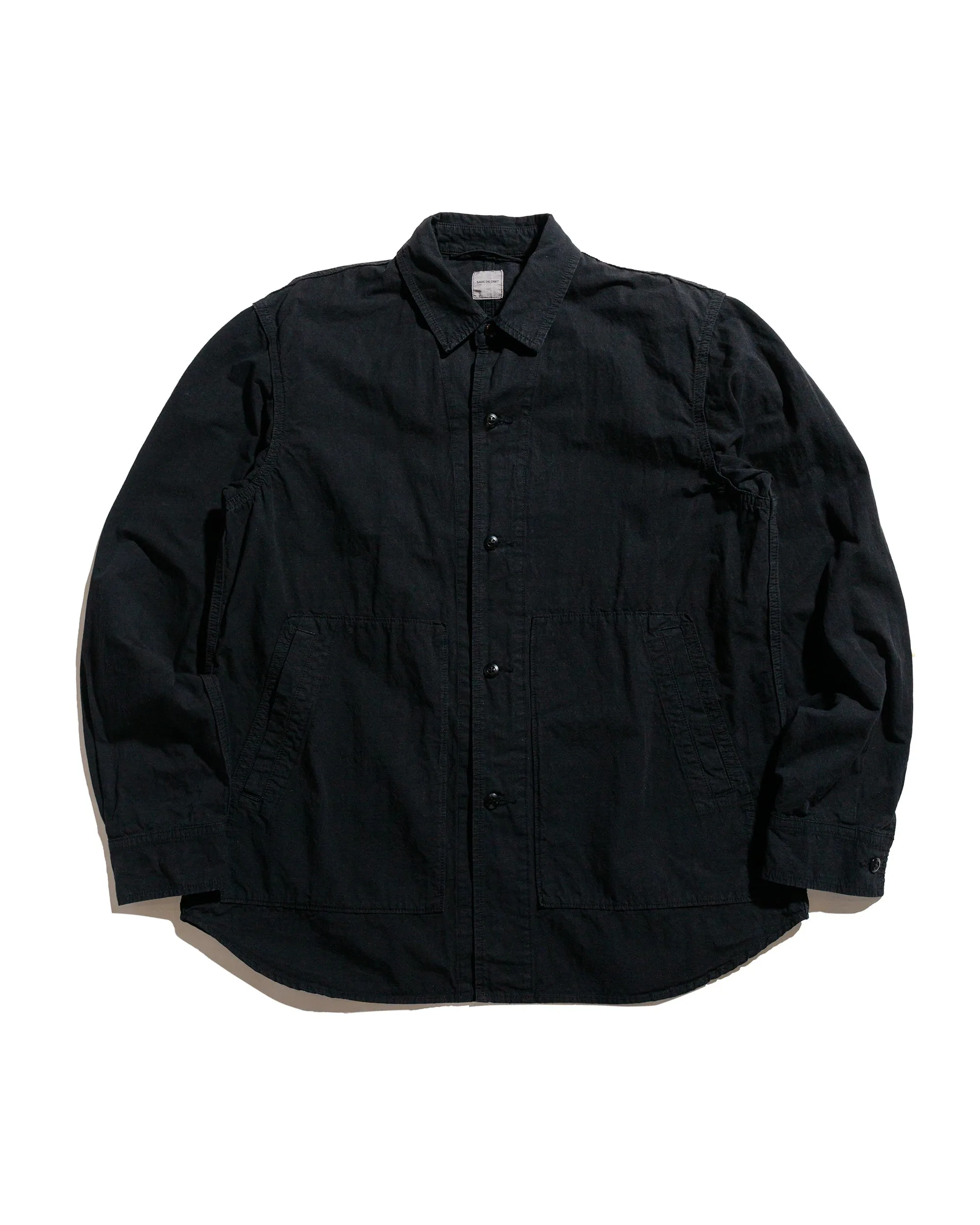 Sage de Cret High Density Cotton/Hemp Shirt Jacket Black sold by Lost & Found