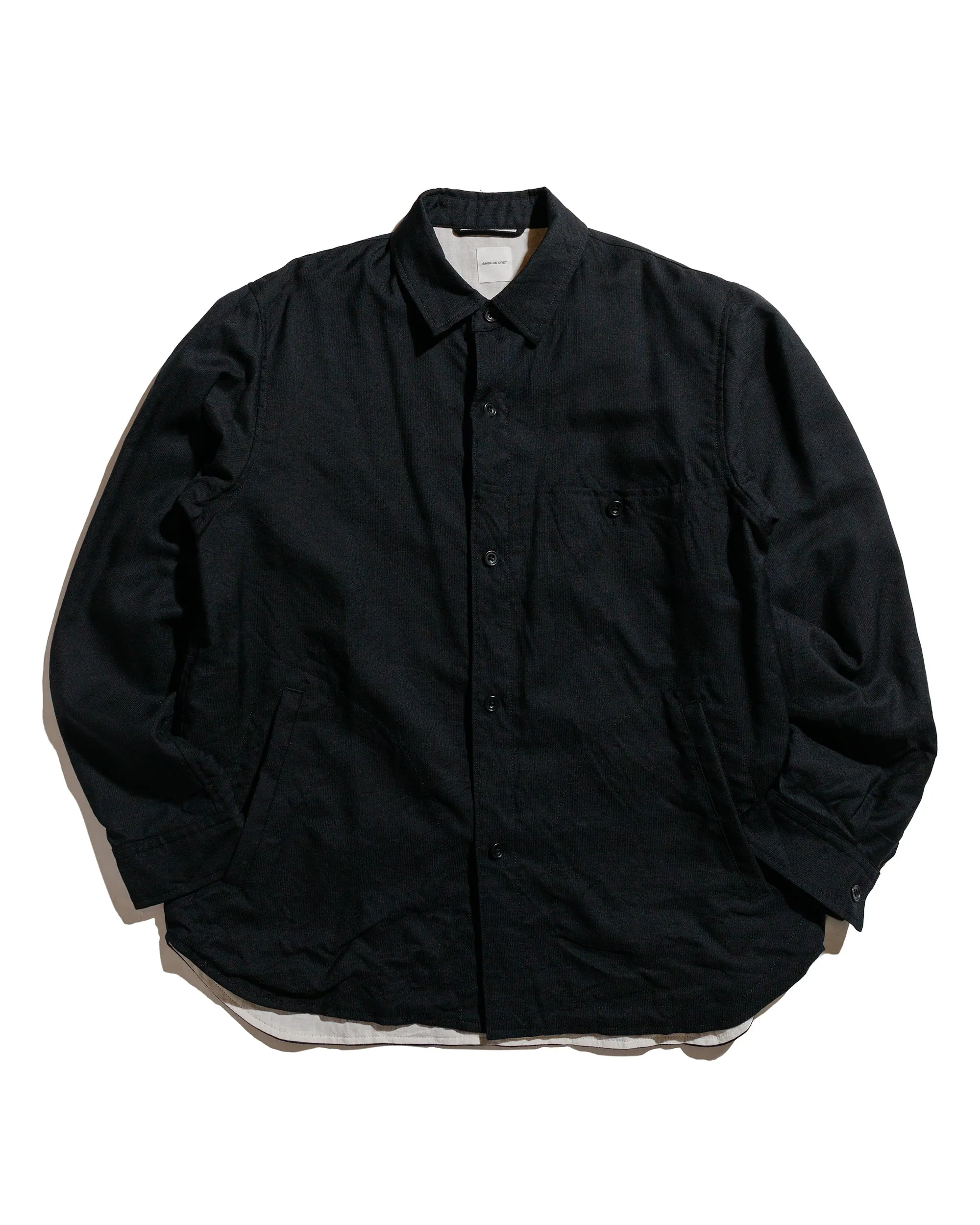 Sage de Cret Wool Hopsack Shirt Jacket Black sold by Lost & Found