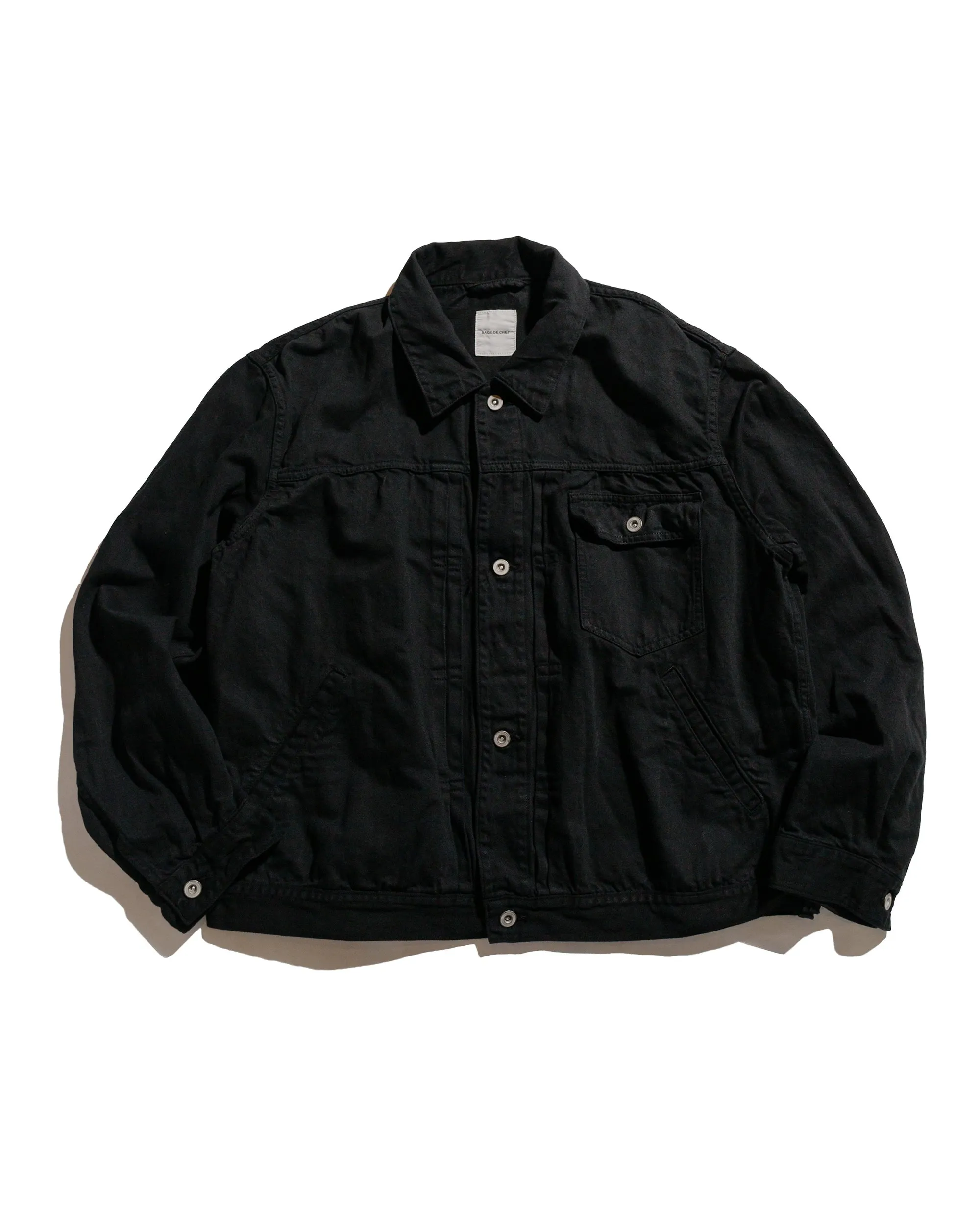 Sage de Cret Cotton/Linen Denim Short Jacket Black sold by Lost & Found