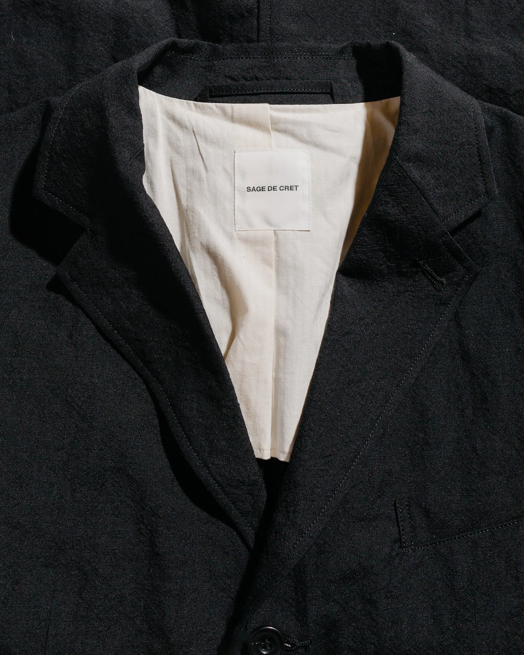 Sage de Cret Wool/Linen Tumbler Three Button Tailored Jacket Black sold by Lost & Found product image thumbnail 5