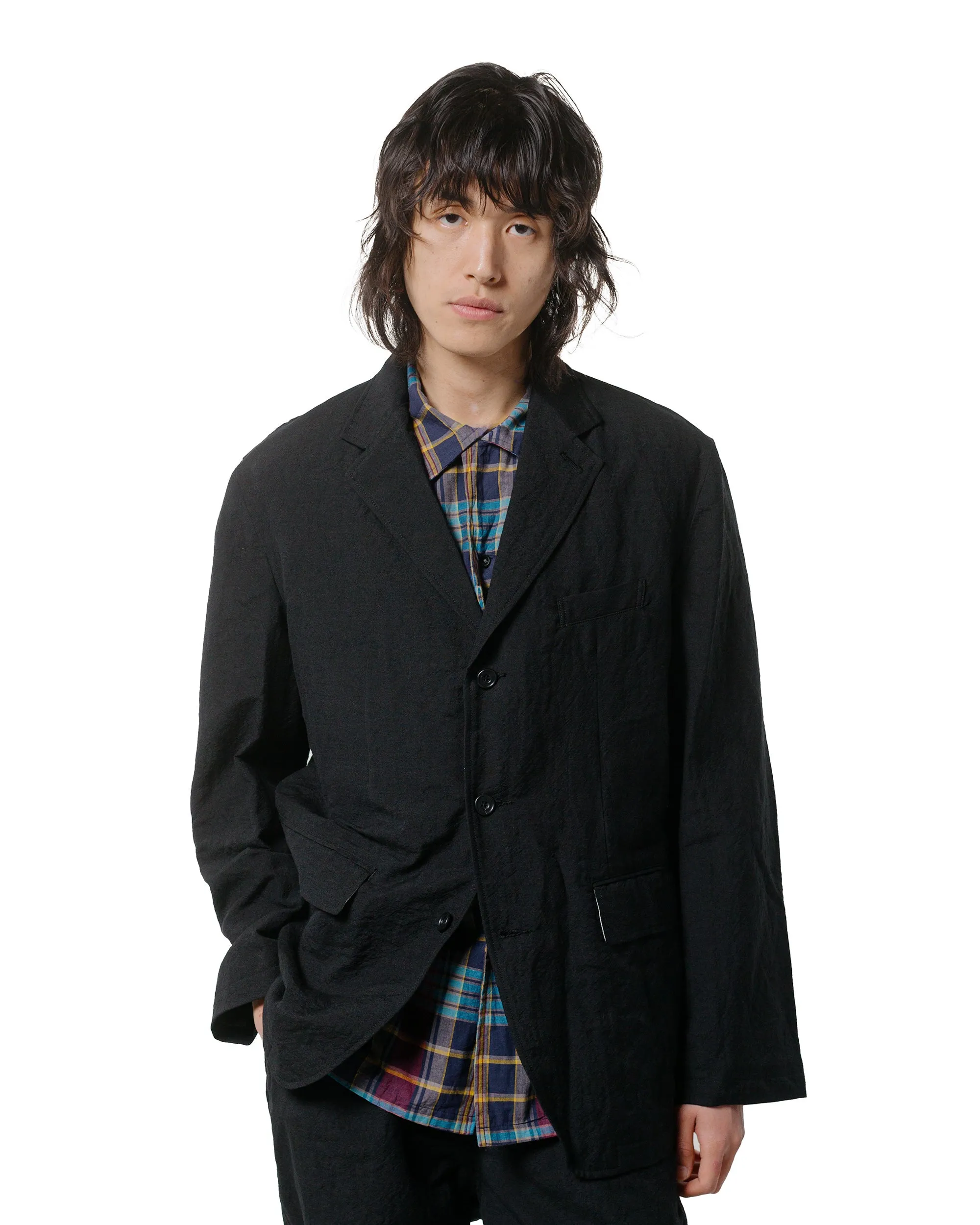 Sage de Cret Wool/Linen Tumbler Three Button Tailored Jacket Black sold by Lost & Found product image thumbnail 2