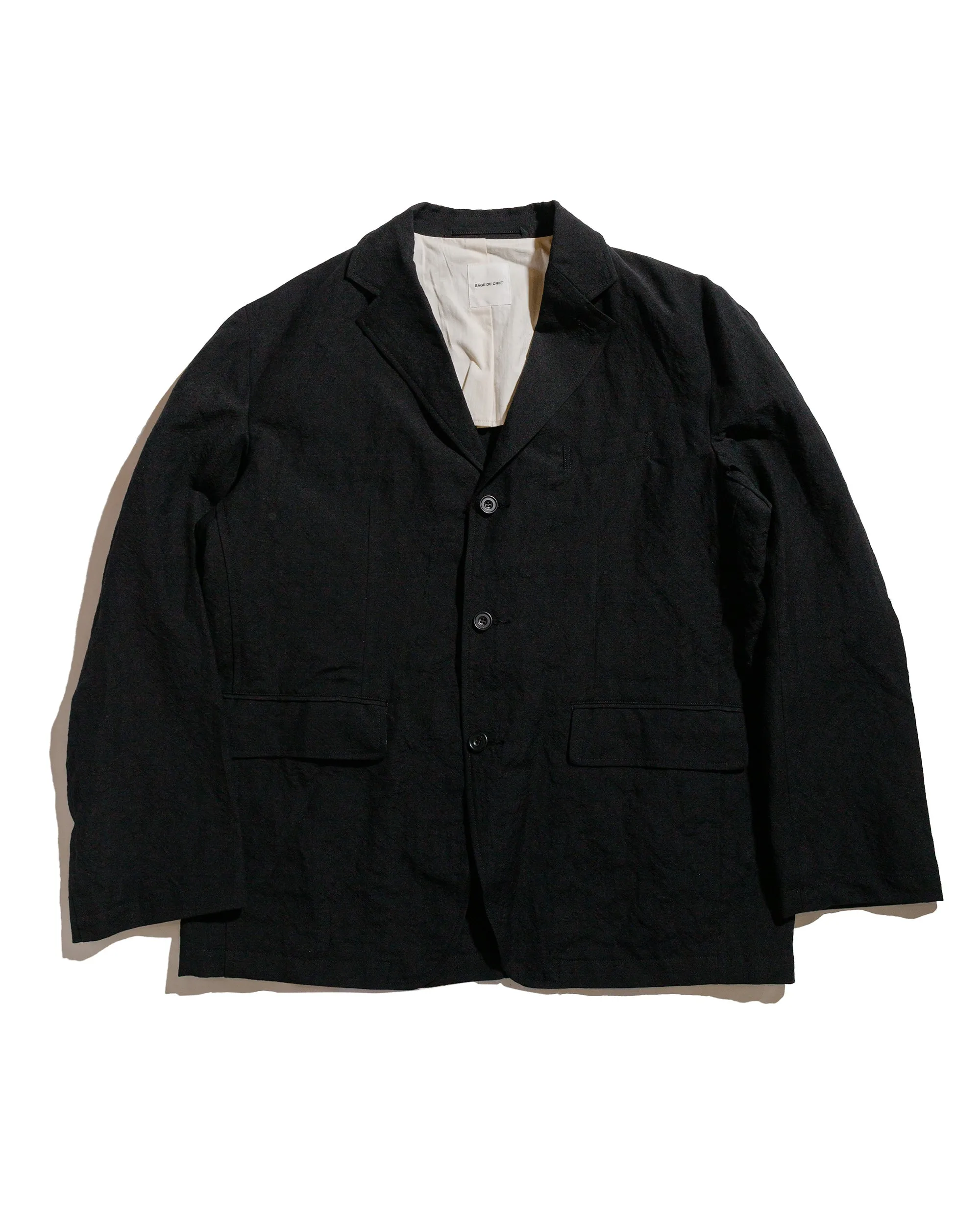 Sage de Cret Wool/Linen Tumbler Three Button Tailored Jacket Black sold by Lost & Found