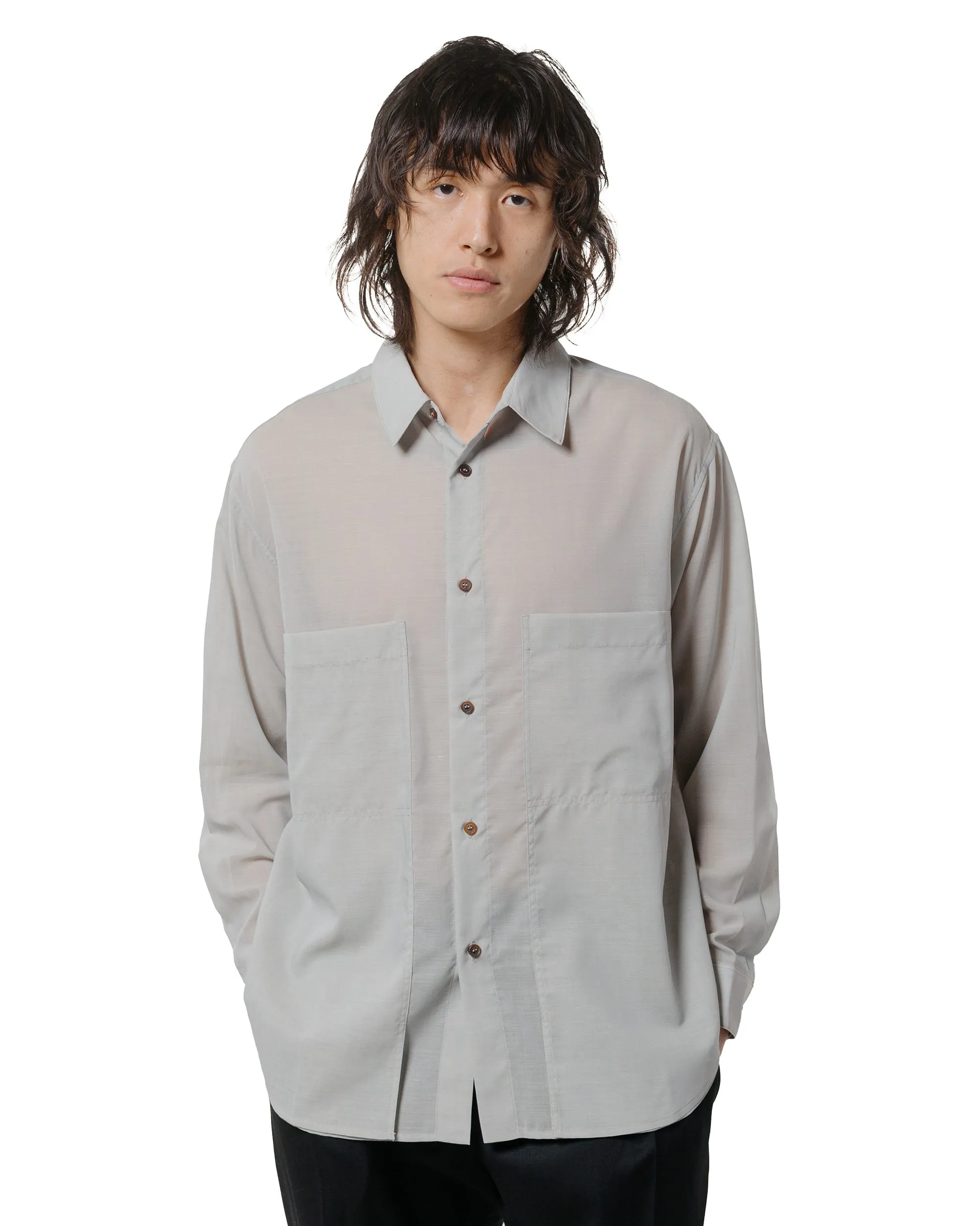 Wanze Layered Button Up Shirt Wool Voile Hazy Blue sold by Lost & Found product image thumbnail 2