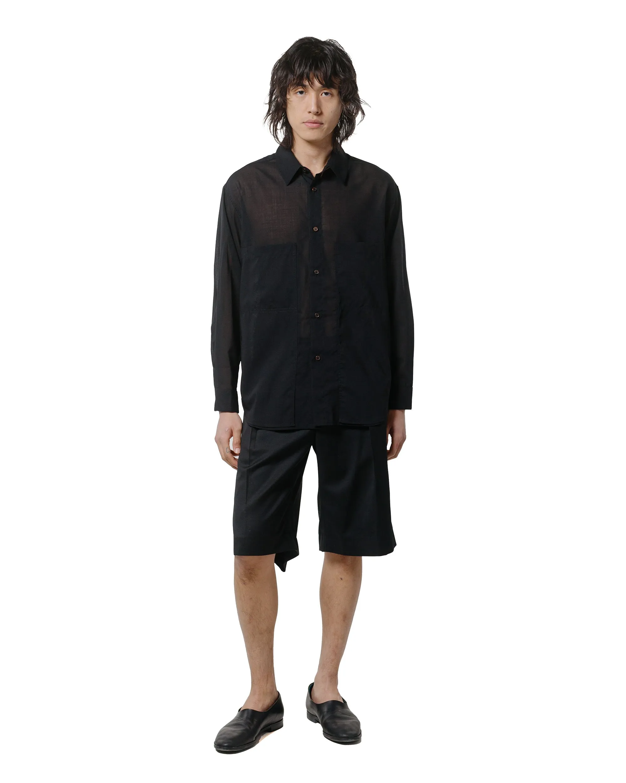 Wanze Layered Button Up Shirt Wool Voile Black sold by Lost & Found product image thumbnail 4