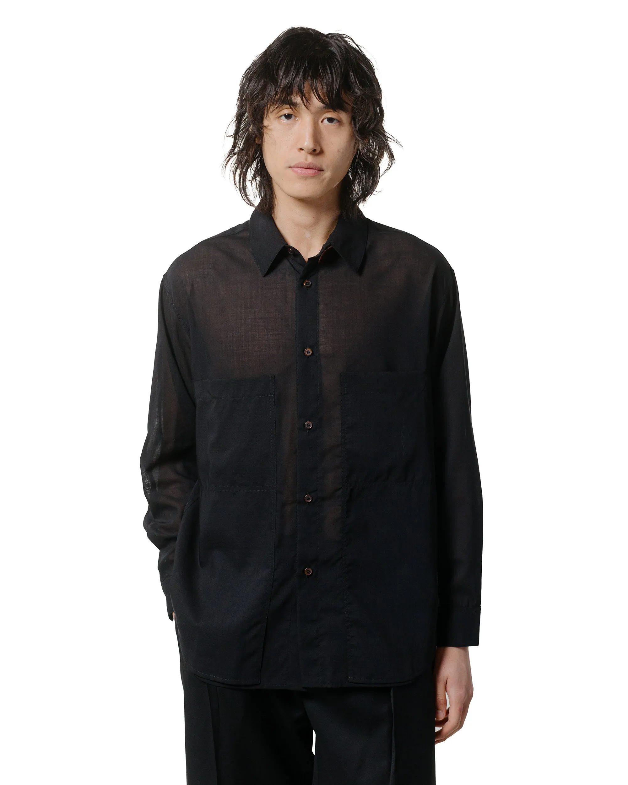 Wanze Layered Button Up Shirt Wool Voile Black sold by Lost & Found product image thumbnail 2