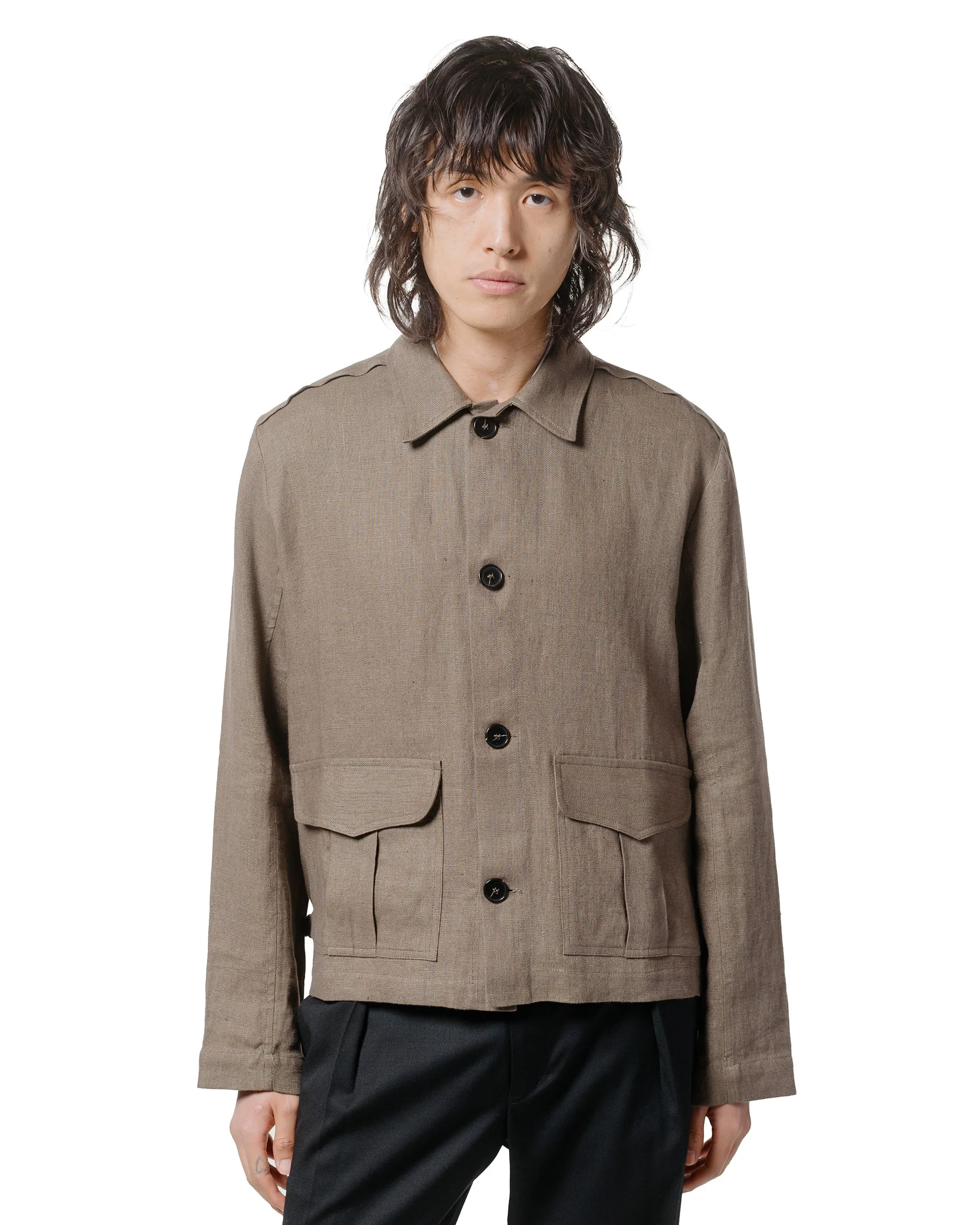 Wanze Button Up Blouson Natural Linen Taupe sold by Lost & Found product image thumbnail 2