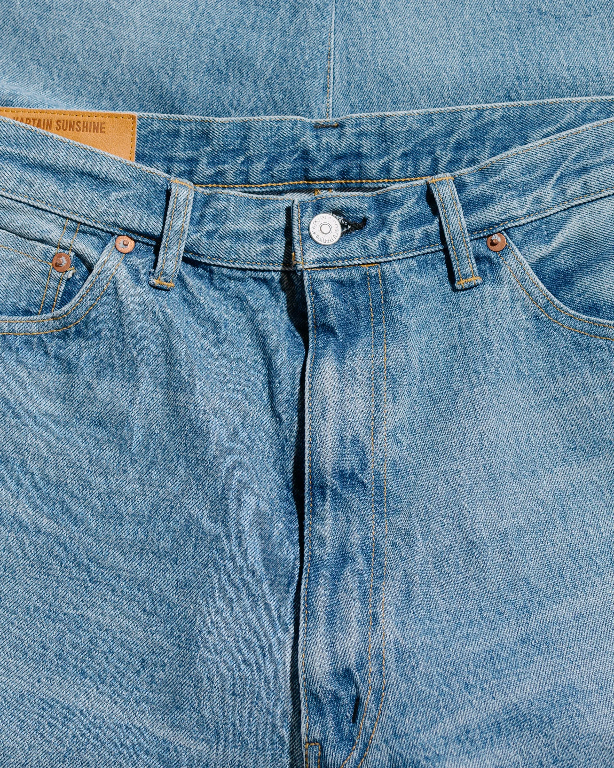 KAPTAIN SUNSHINE 5P Zipper Front Denim Pants Indigo Vintage Wash sold by Lost & Found product image thumbnail 5