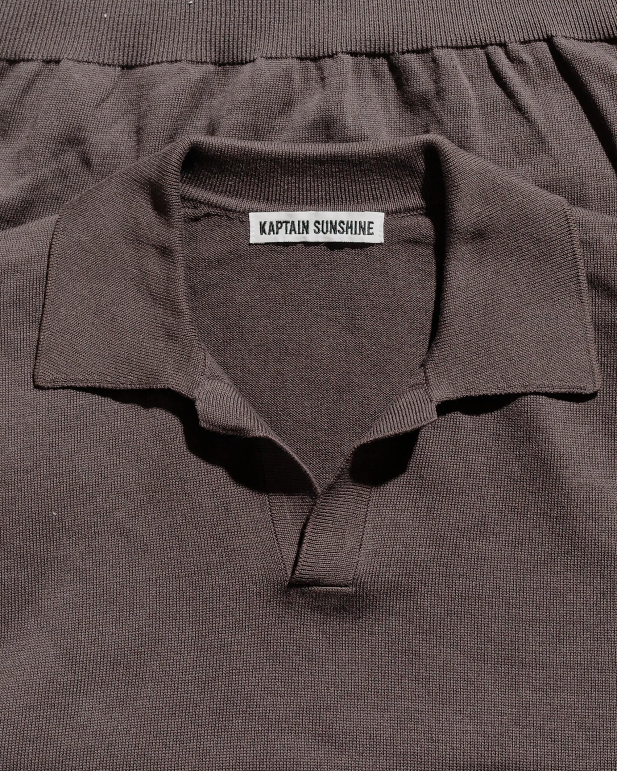 KAPTAIN SUNSHINE Cotton Knit Skipper Shirt Brown sold by Lost & Found product image thumbnail 5