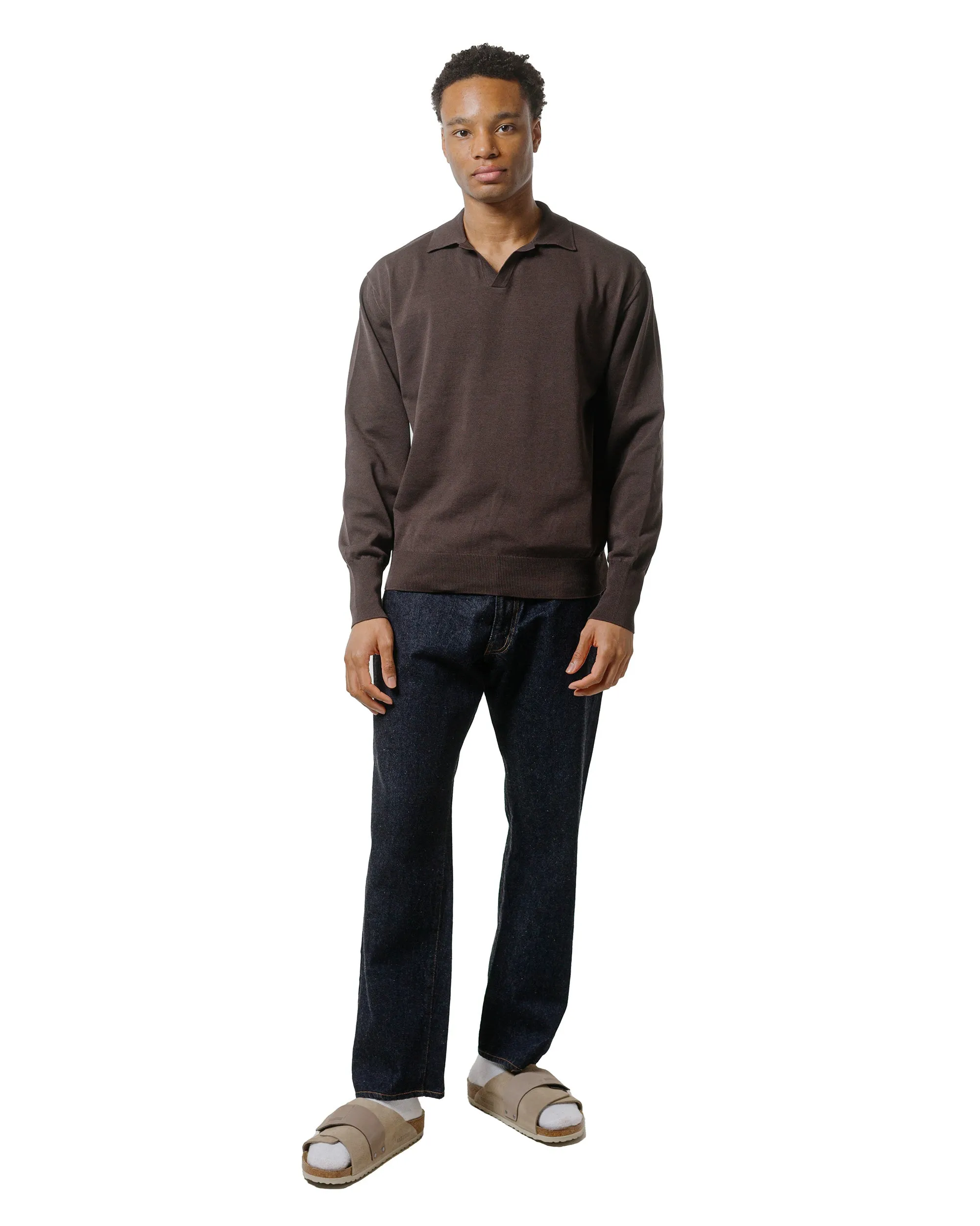 KAPTAIN SUNSHINE Cotton Knit Skipper Shirt Brown sold by Lost & Found product image thumbnail 4