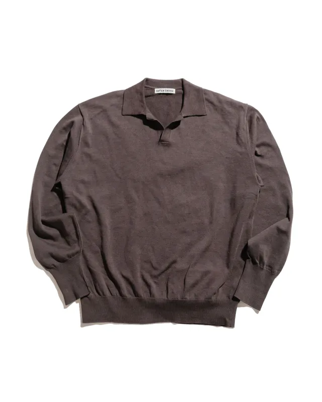 KAPTAIN SUNSHINE Cotton Knit Skipper Shirt Brown sold by Lost & Found