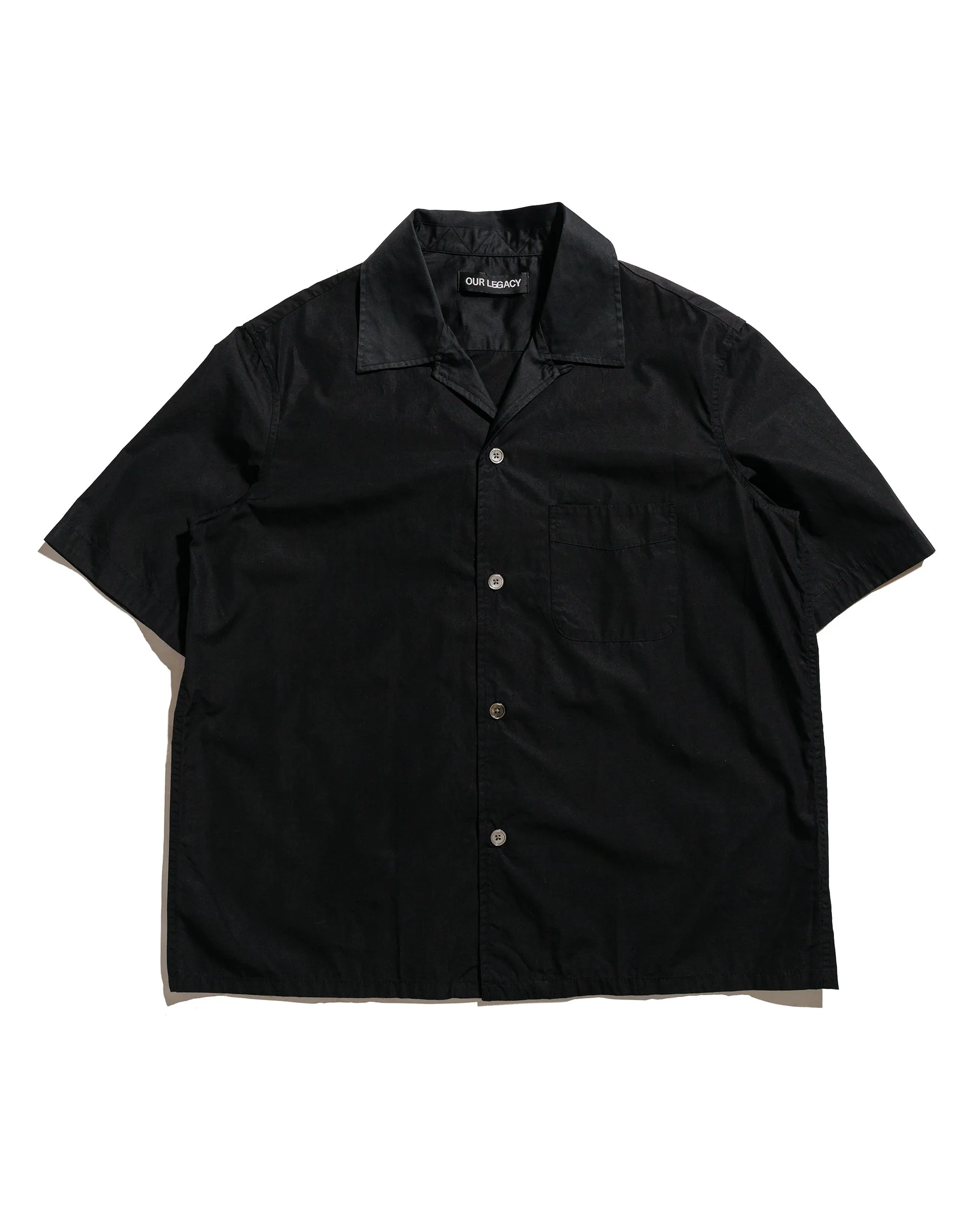 Our Legacy Heusen Shirt Shortsleeve Black All Day Poplin sold by Lost & Found