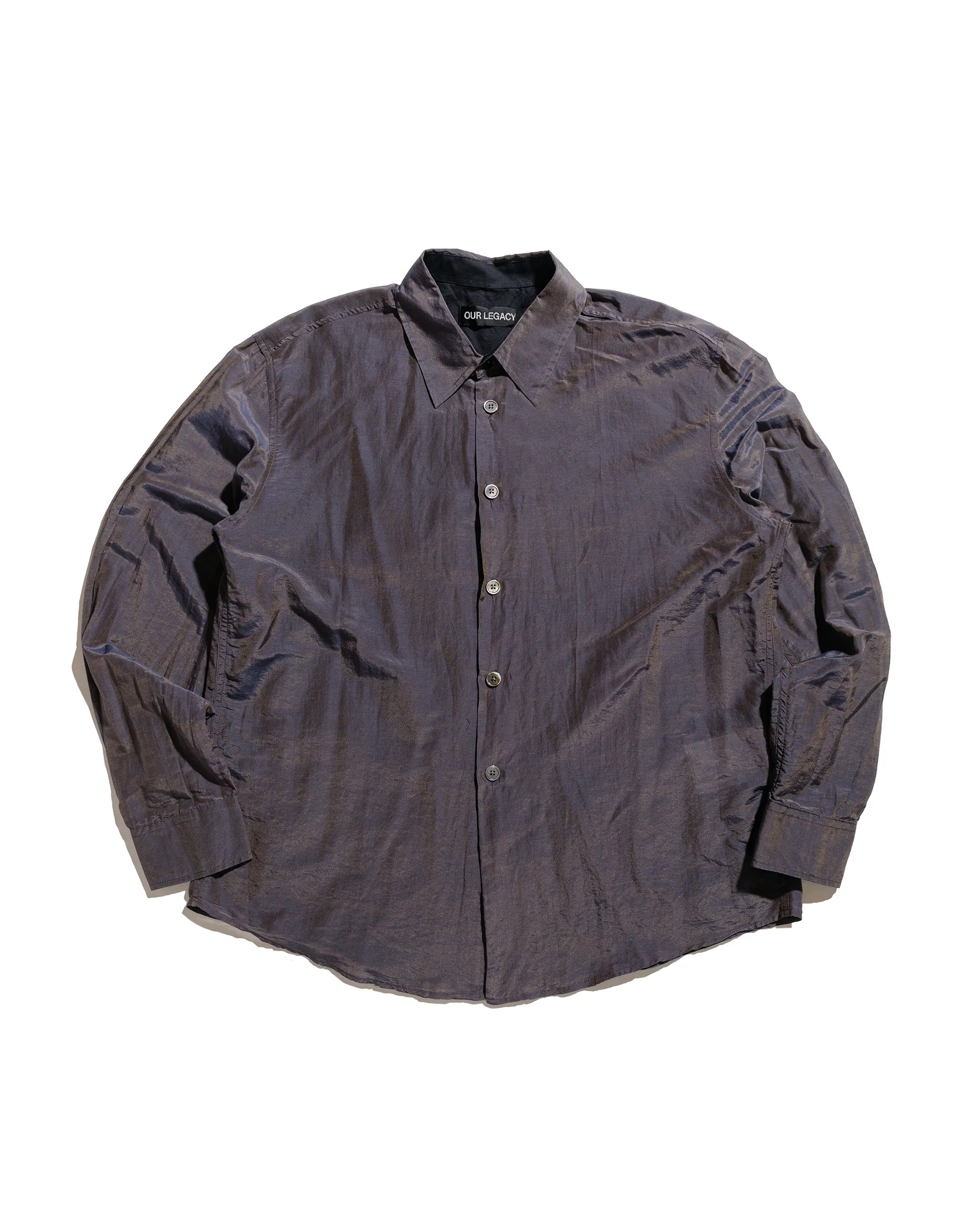 Our Legacy Beyond Shirt Charcoal Bordeaux Cotton Silk sold by Lost & Found