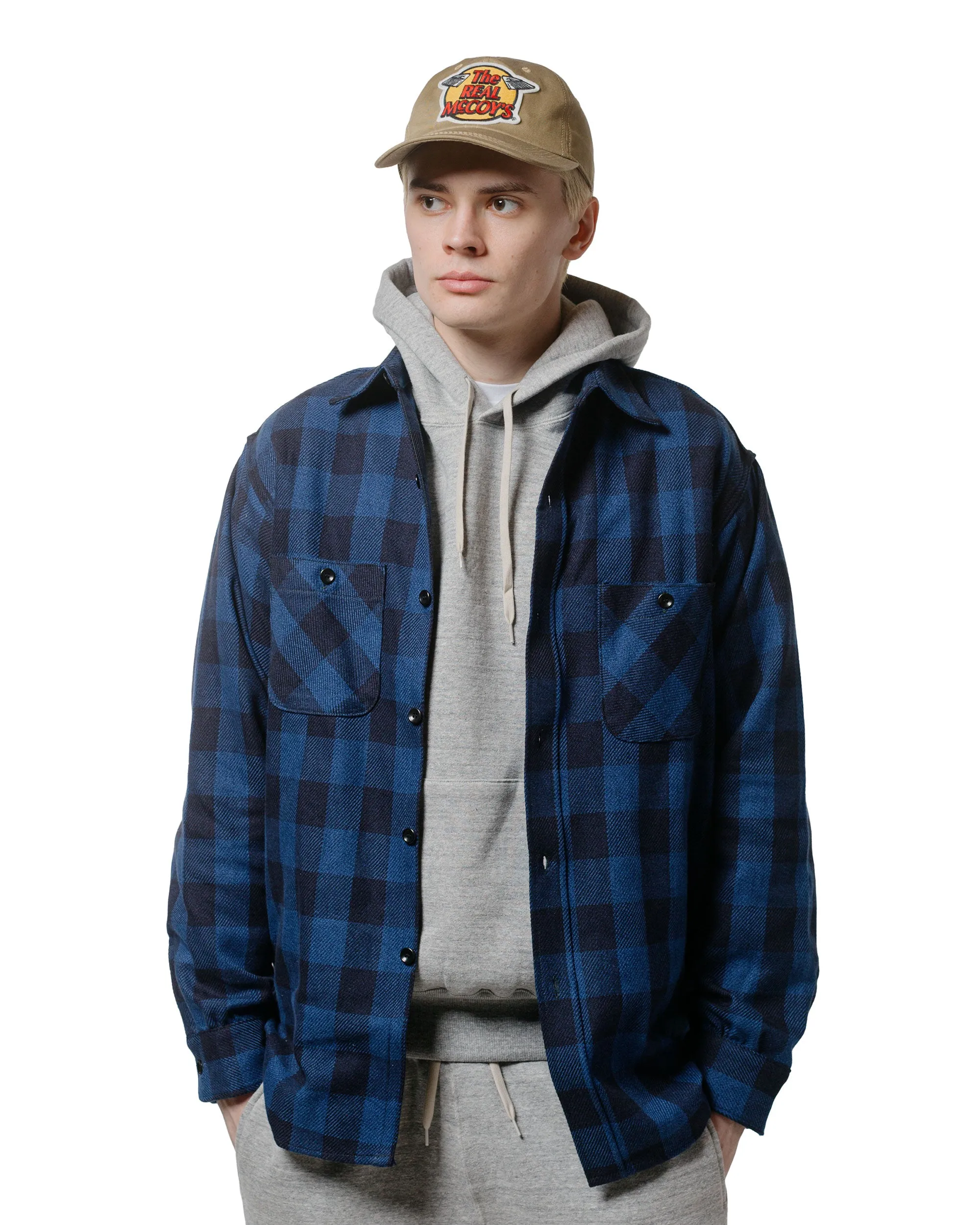 The Real McCoy's MS24102 8HU Twisted-Yarn Buffalo Check Flannel Shirt Blue/Black sold by Lost & Found product image thumbnail 2