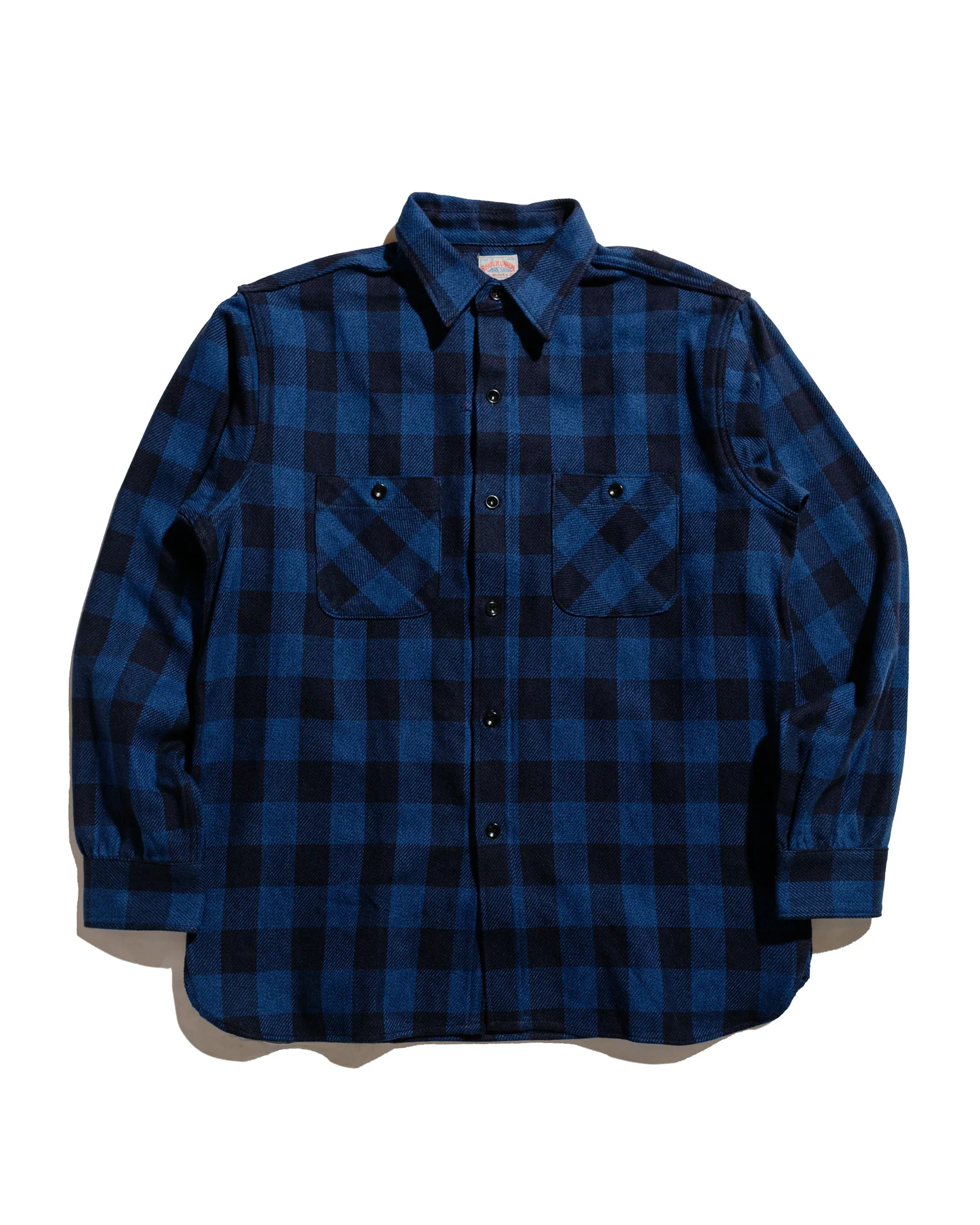 The Real McCoy's MS24102 8HU Twisted-Yarn Buffalo Check Flannel Shirt Blue/Black sold by Lost & Found