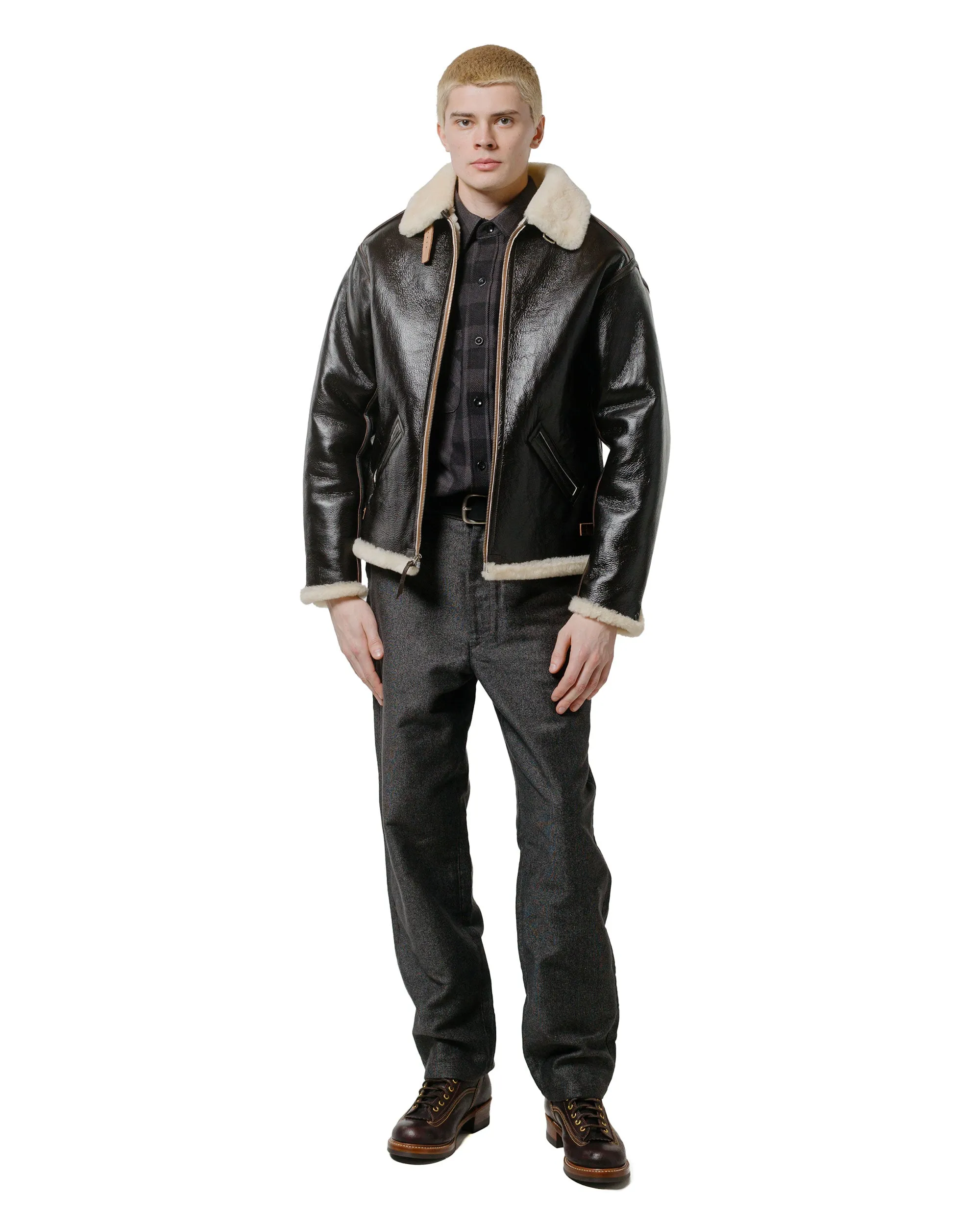 The Real McCoy's MS24102 8HU Twisted-Yarn Buffalo Check Flannel Shirt Black/Charcoal sold by Lost & Found product image thumbnail 4