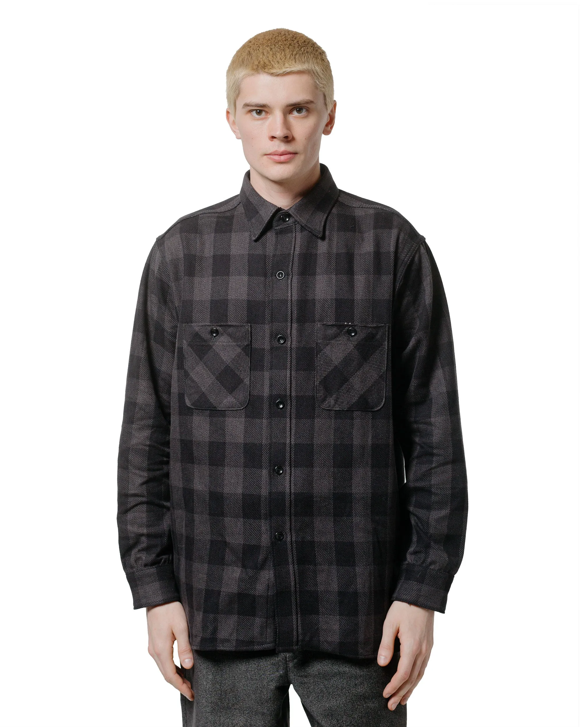 The Real McCoy's MS24102 8HU Twisted-Yarn Buffalo Check Flannel Shirt Black/Charcoal sold by Lost & Found product image thumbnail 2