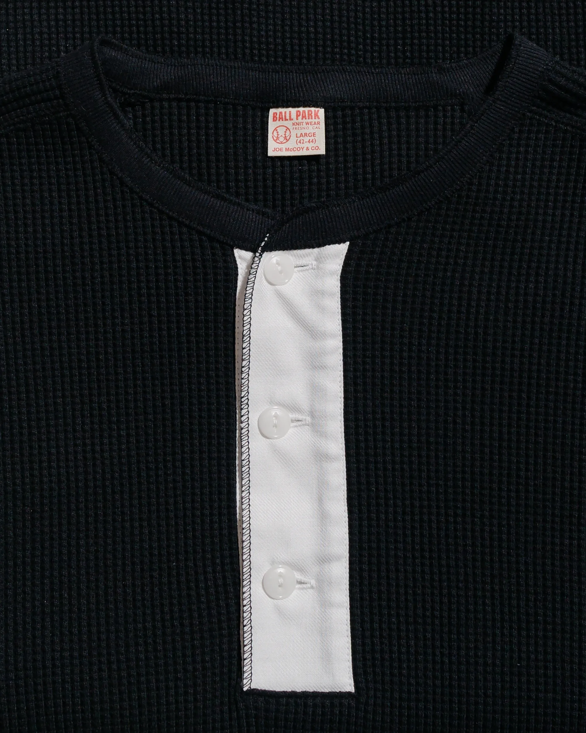 The Real McCoy's MC24122 Waffle Thermal Henley Undershirt L/S Black sold by Lost & Found product image thumbnail 4