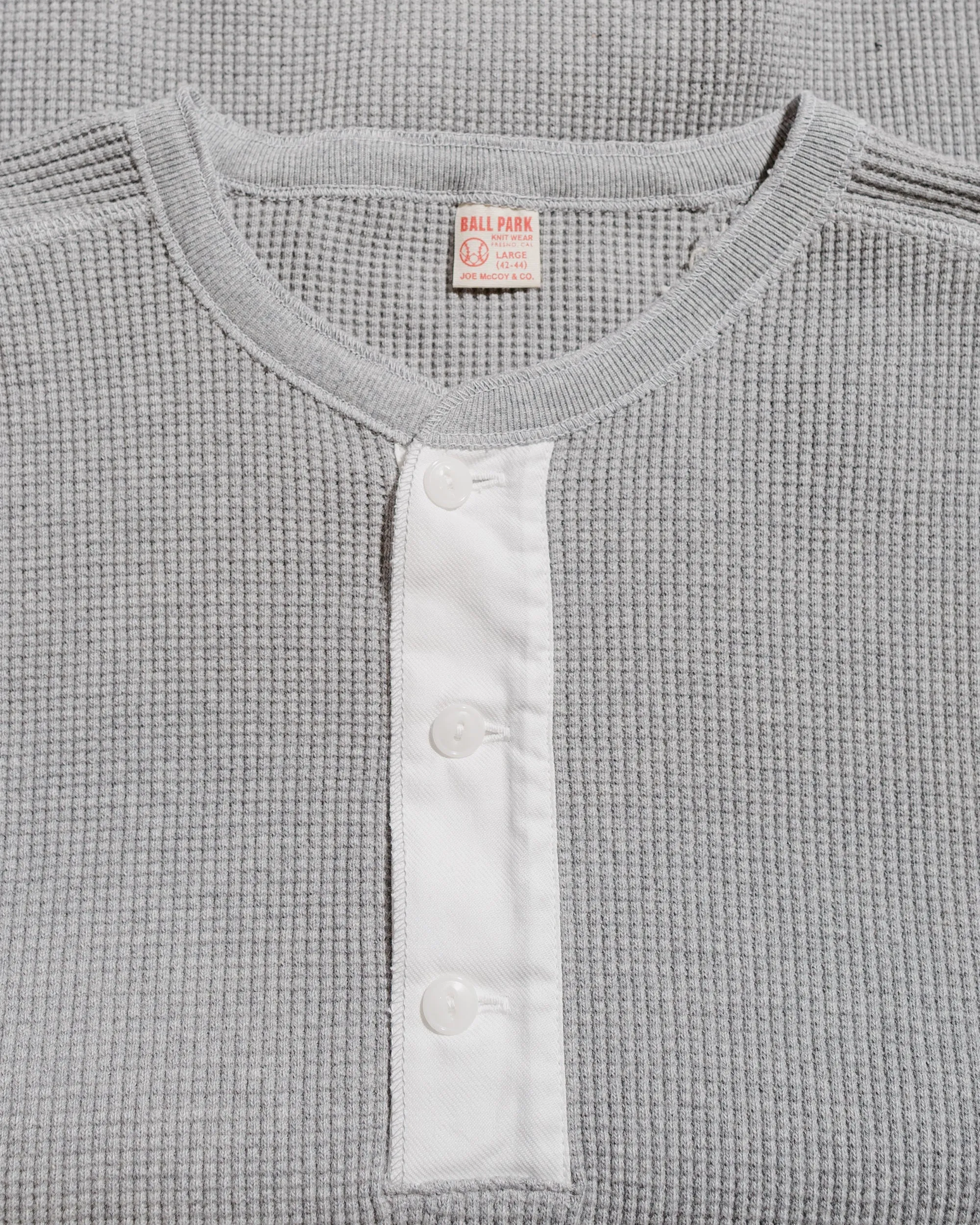 The Real McCoy's MC24122 Waffle Thermal Henley Undershirt L/S Medium Gray sold by Lost & Found product image thumbnail 4