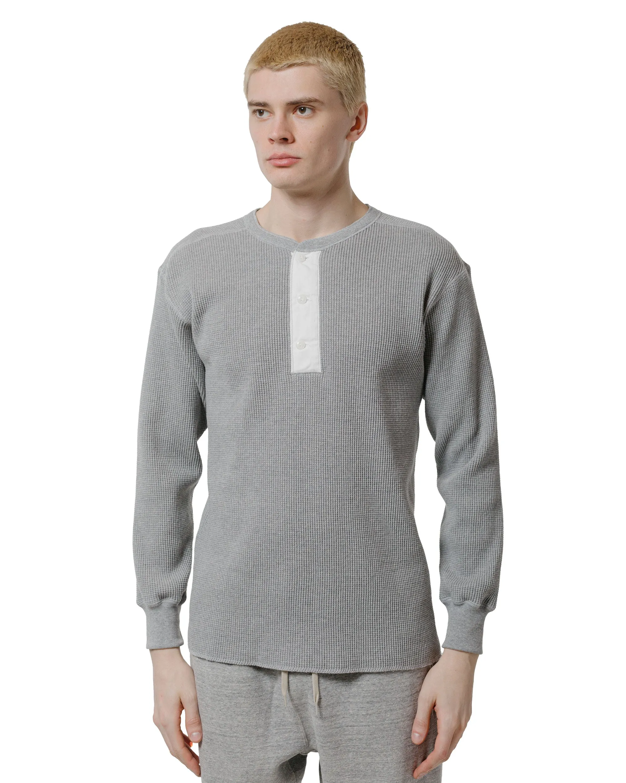 The Real McCoy's MC24122 Waffle Thermal Henley Undershirt L/S Medium Gray sold by Lost & Found product image thumbnail 2