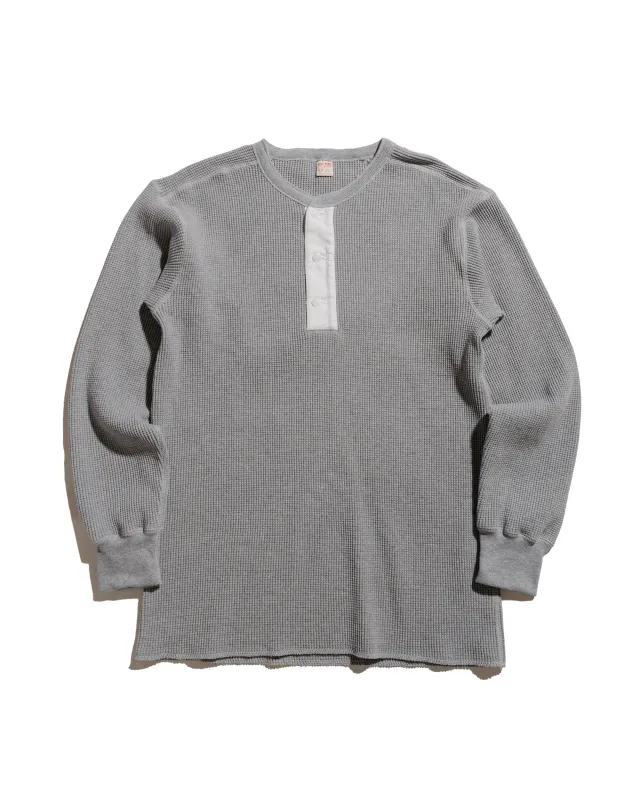 The Real McCoy's MC24122 Waffle Thermal Henley Undershirt L/S Medium Gray sold by Lost & Found