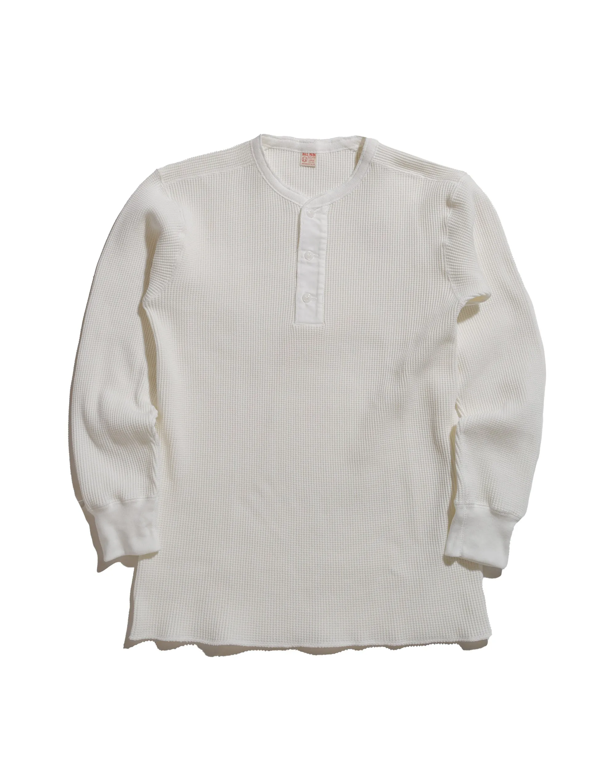The Real McCoy's MC24122 Waffle Thermal Henley Undershirt L/S White sold by Lost & Found