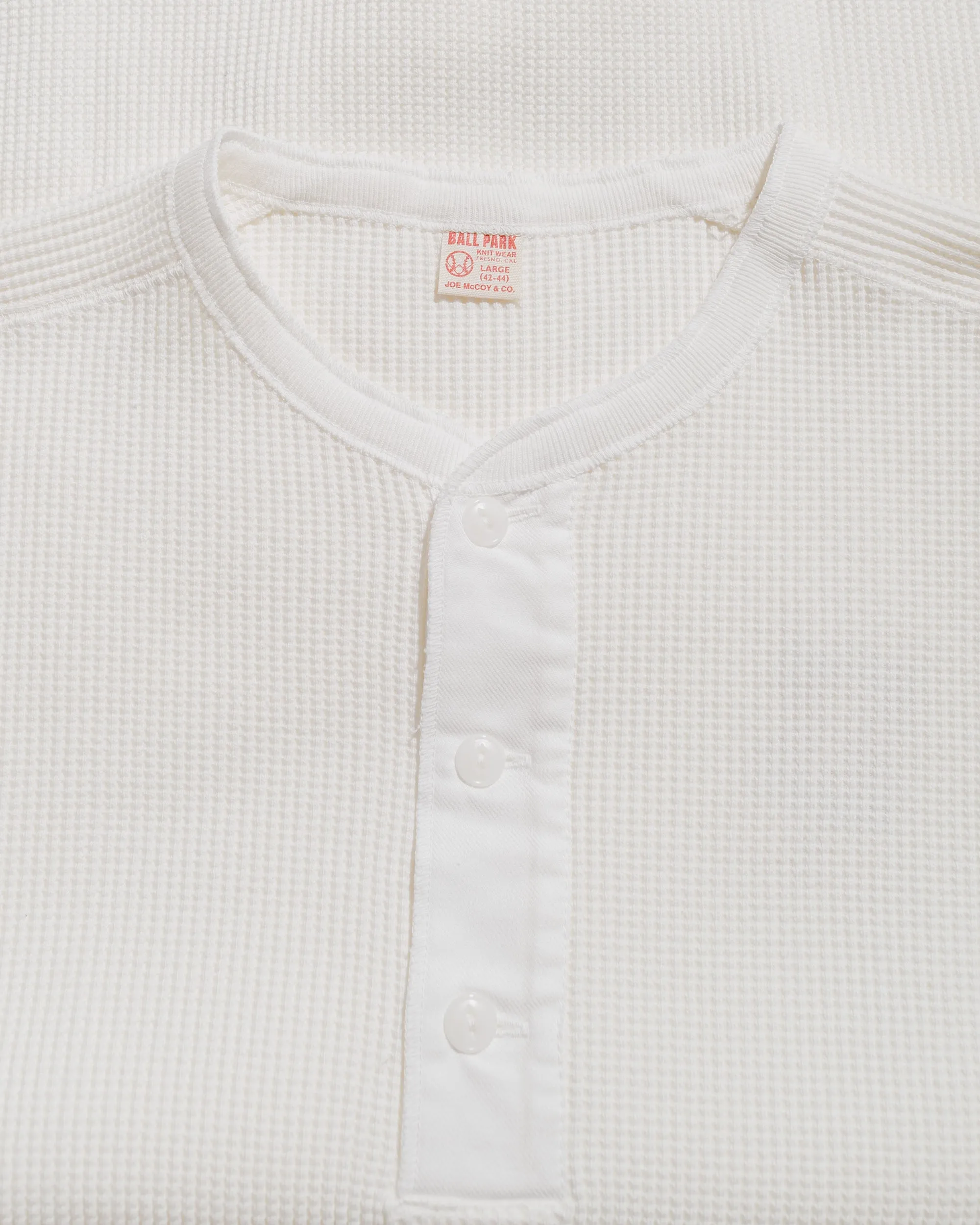 The Real McCoy's MC24122 Waffle Thermal Henley Undershirt L/S White sold by Lost & Found product image thumbnail 4