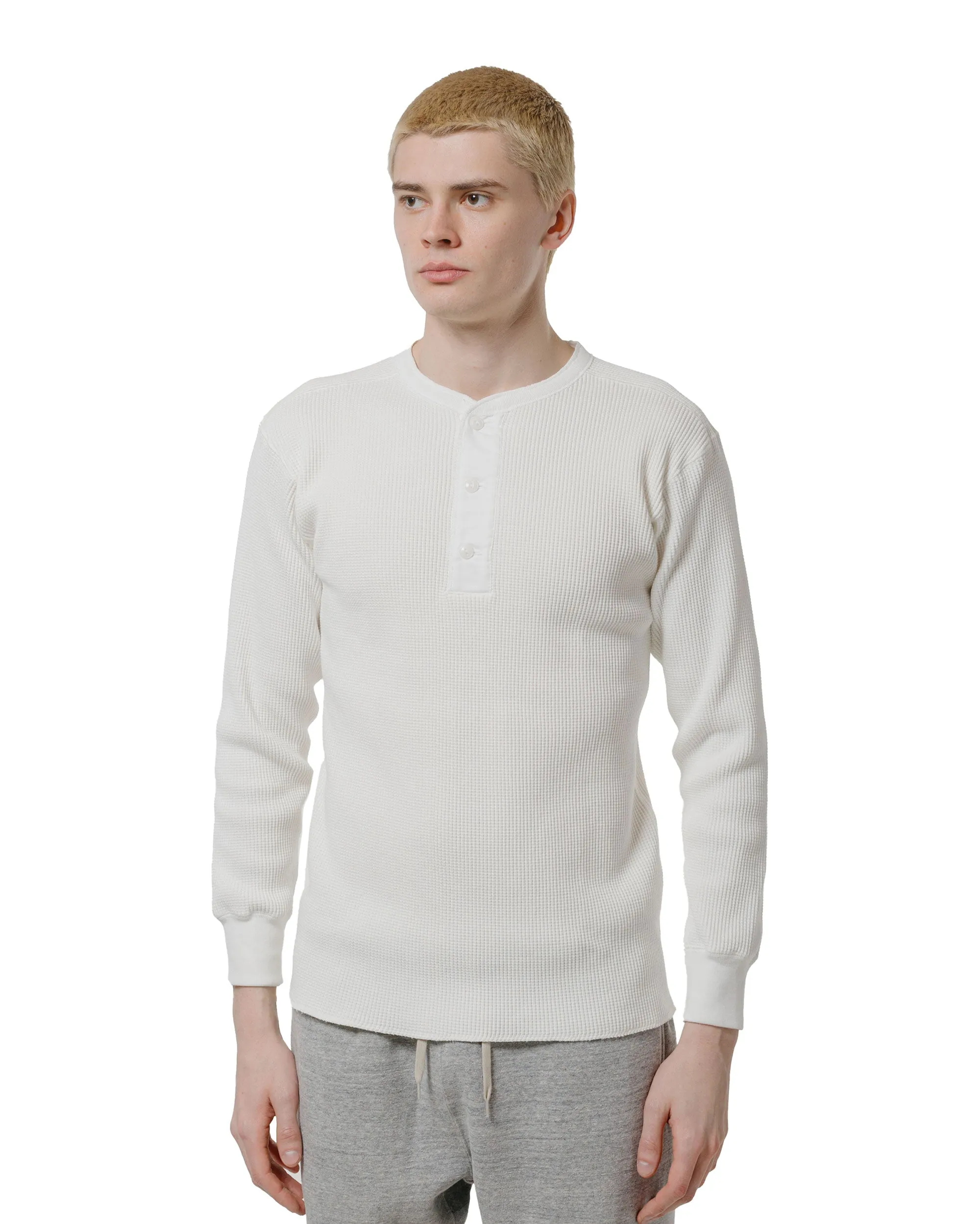 The Real McCoy's MC24122 Waffle Thermal Henley Undershirt L/S White sold by Lost & Found product image thumbnail 2