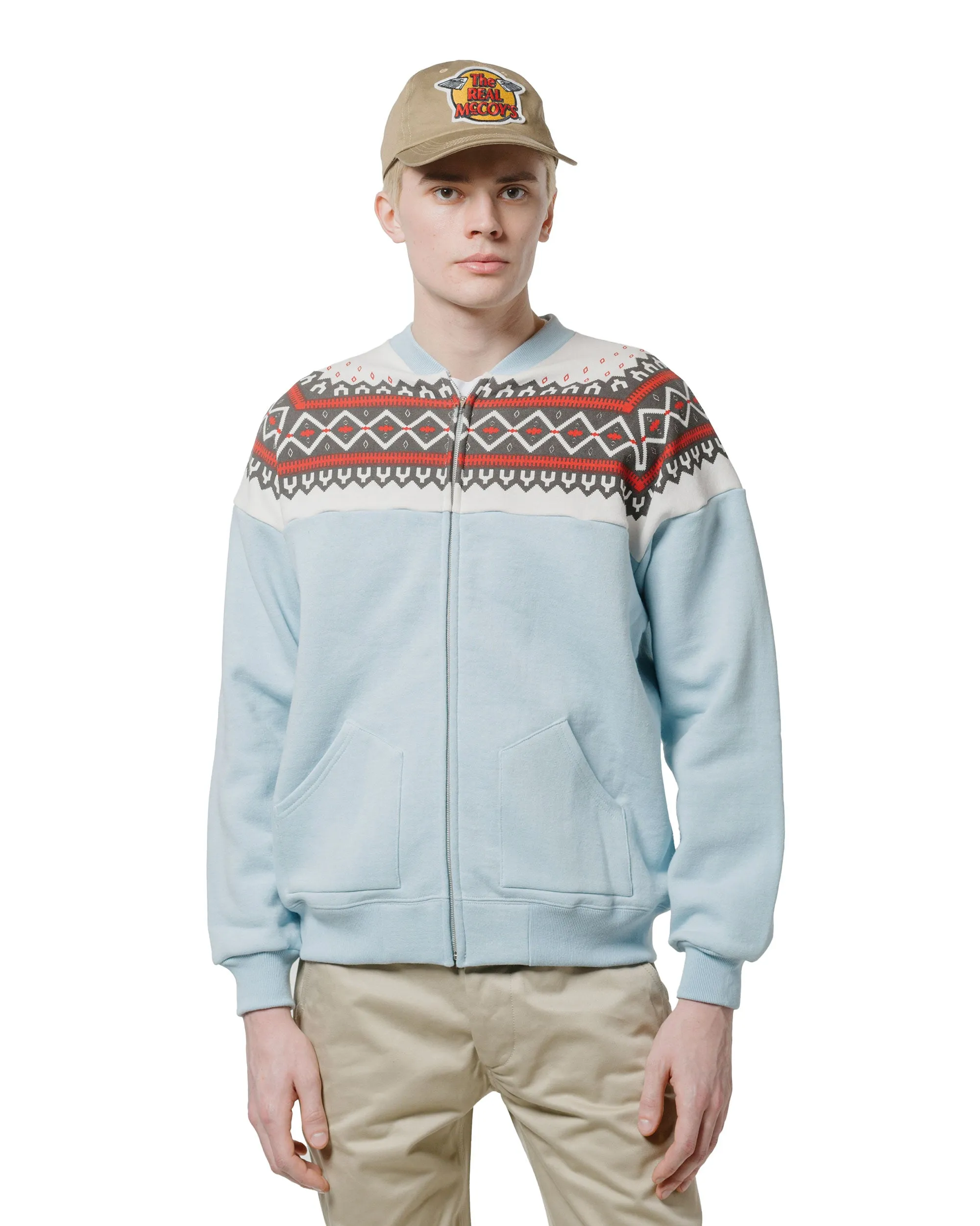 The Real McCoy’s MC24112 Printed Snow Pattern F/Z Sweatshirt Saxe sold by Lost & Found product image thumbnail 2