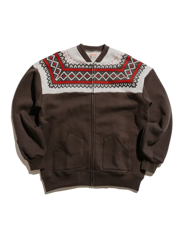 The Real McCoy’s MC24112 Printed Snow Pattern F/Z Sweatshirt Charcoal sold by Lost & Found