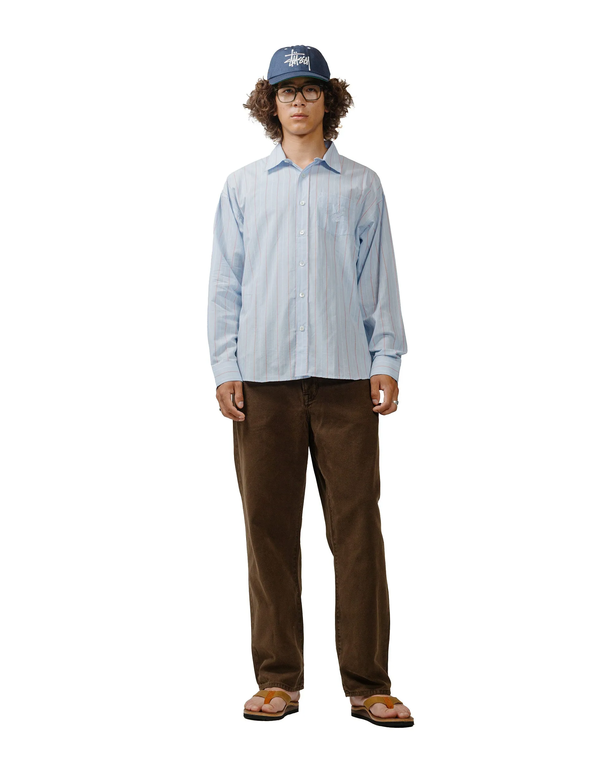 Stüssy Classic Shirt Striped Cotton Linen Light Blue sold by Lost & Found product image thumbnail 4