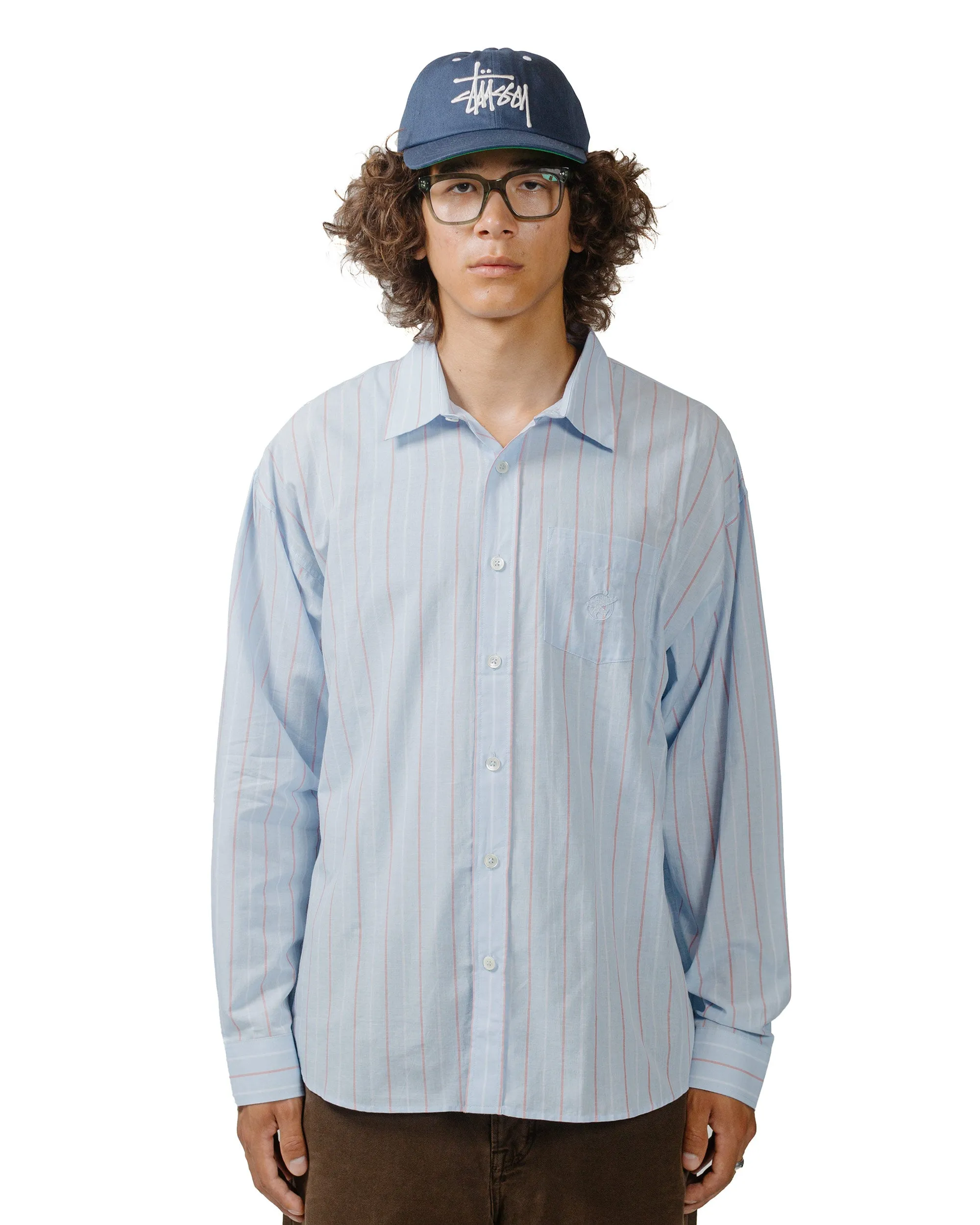 Stüssy Classic Shirt Striped Cotton Linen Light Blue sold by Lost & Found product image thumbnail 2