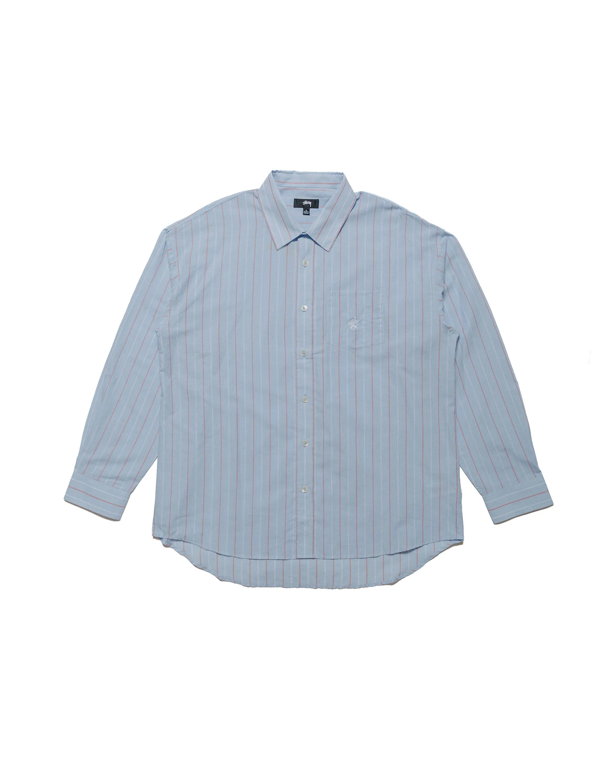 Stüssy Classic Shirt Striped Cotton Linen Light Blue sold by Lost & Found