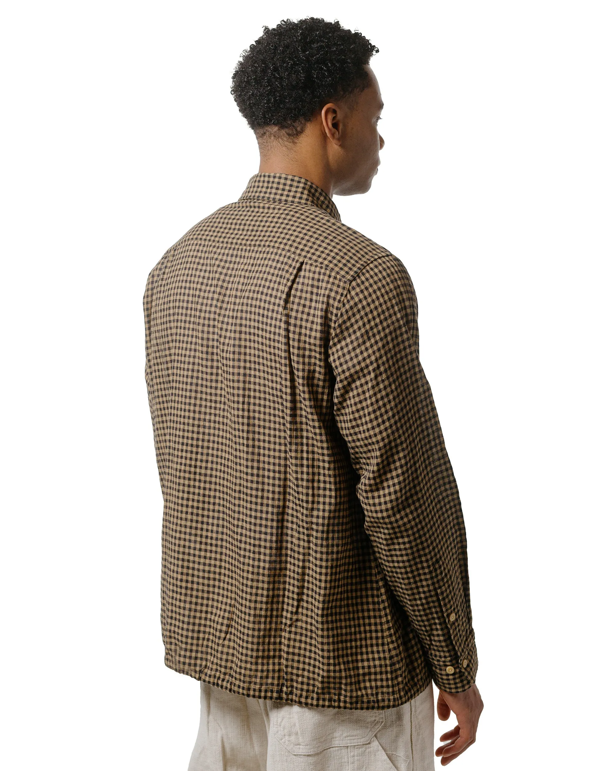ts(s) Hem String Shirt Darker Gingham Plaid Cotton/Linen Cloth Black/Beige sold by Lost & Found product image thumbnail 3