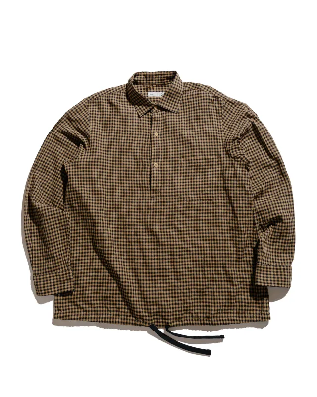ts(s) Hem String Shirt Darker Gingham Plaid Cotton/Linen Cloth Black/Beige made by Lost & Found