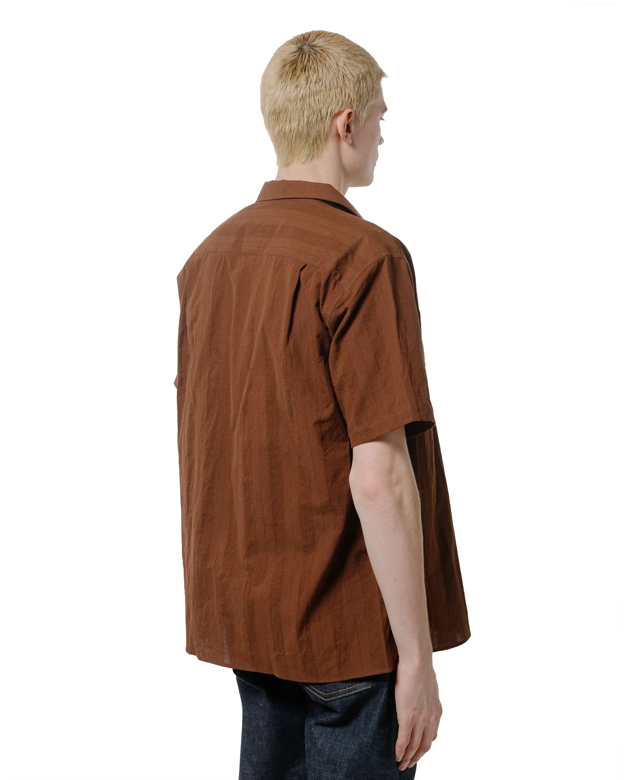 Gitman Vintage Bros. Brown Dobby Stripe Camp Shirt sold by Lost & Found product image thumbnail 3