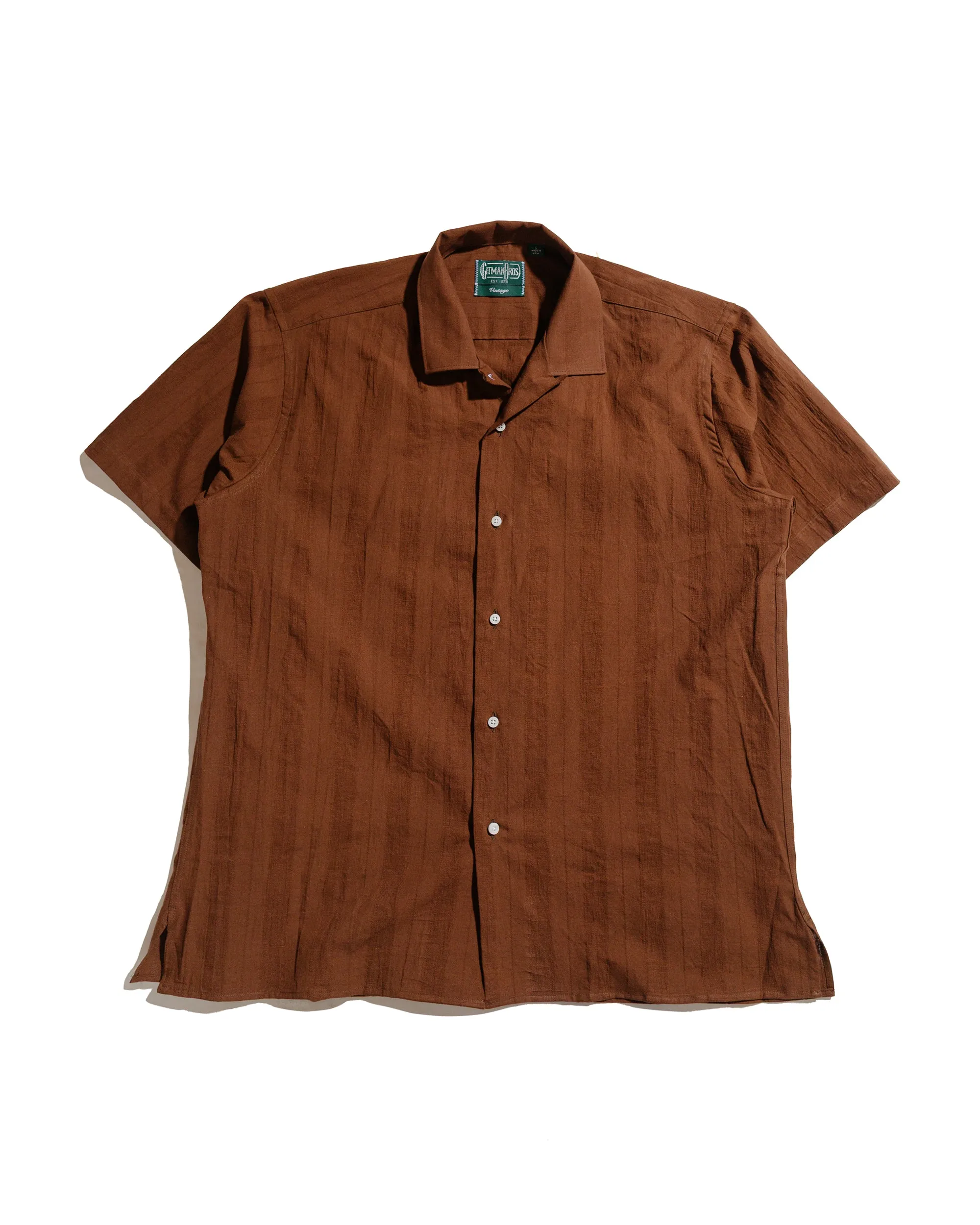 Gitman Vintage Bros. Brown Dobby Stripe Camp Shirt sold by Lost & Found