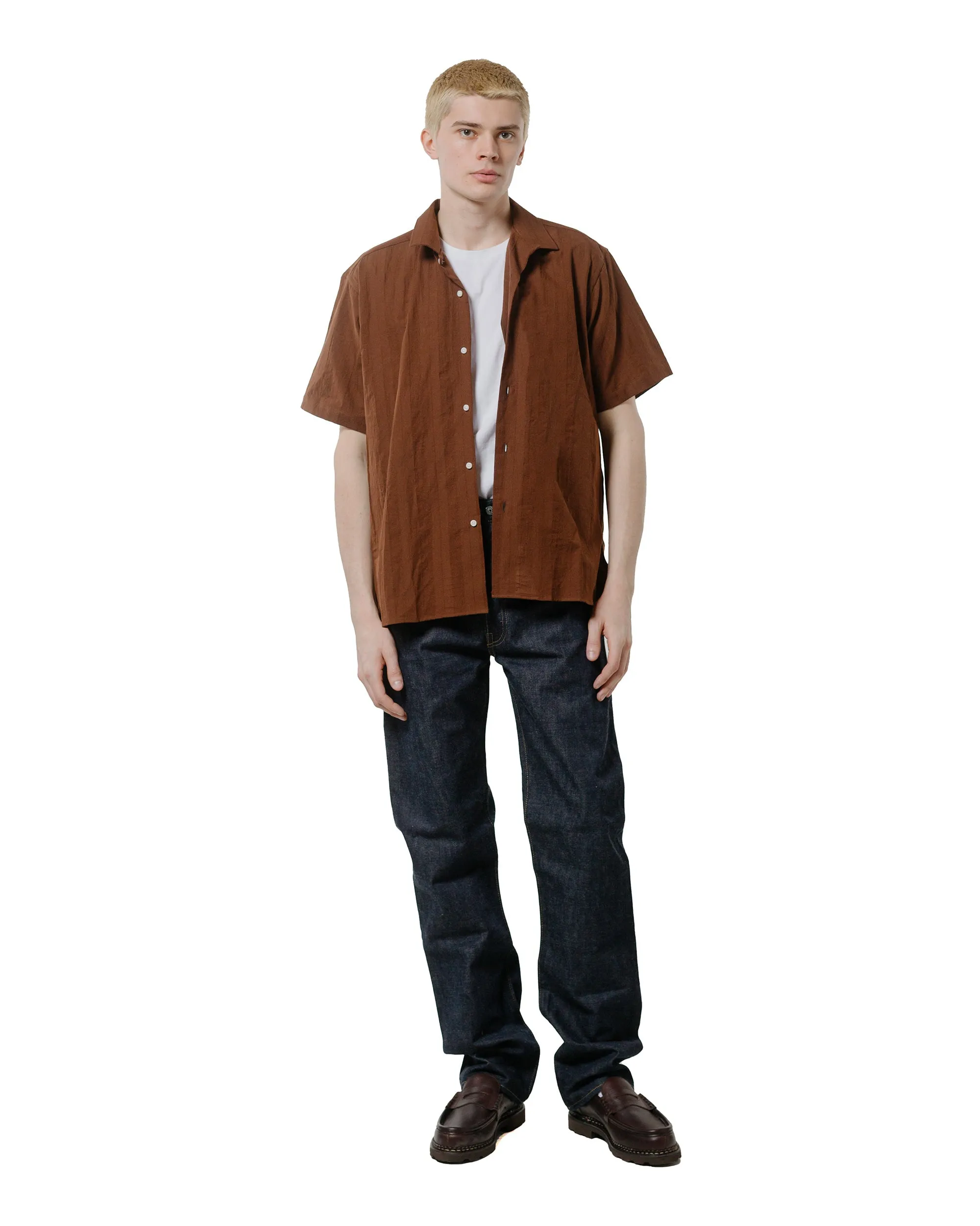Gitman Vintage Bros. Brown Dobby Stripe Camp Shirt sold by Lost & Found product image thumbnail 4
