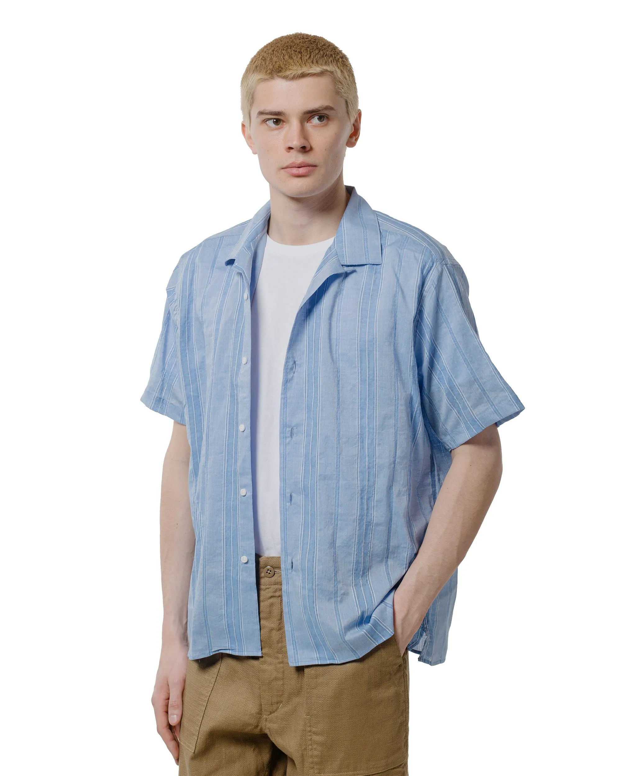 Gitman Vintage Bros. Blue Japanese Dobby Stripe Camp Shirt sold by Lost & Found product image thumbnail 2