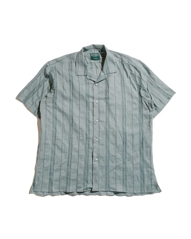 Gitman Vintage Bros. Green Japanese Dobby Stripe Camp Shirt sold by Lost & Found