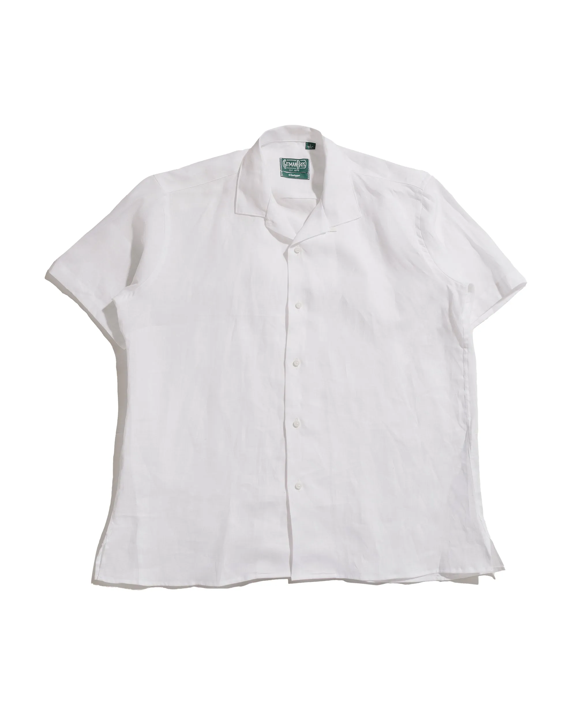 Gitman Vintage Bros. White Linen Short Sleeve Camp Shirt sold by Lost & Found