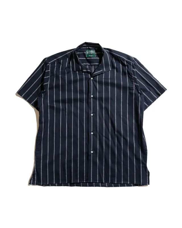 Gitman Vintage Bros. Navy Metallic Stripe Voile Camp Shirt sold by Lost & Found