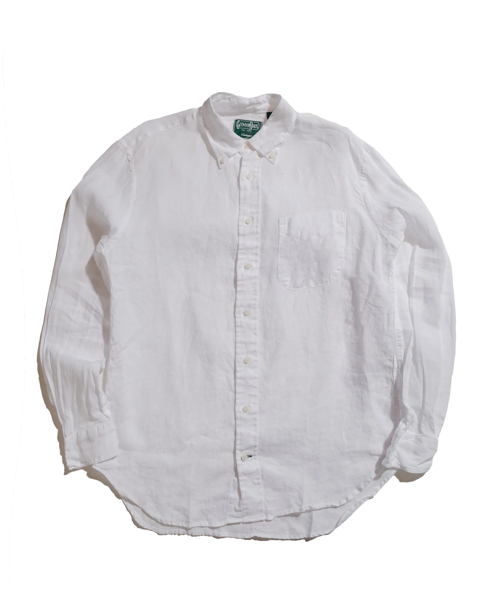Gitman Vintage Bros. White Linen Long Sleeve Shirt sold by Lost & Found