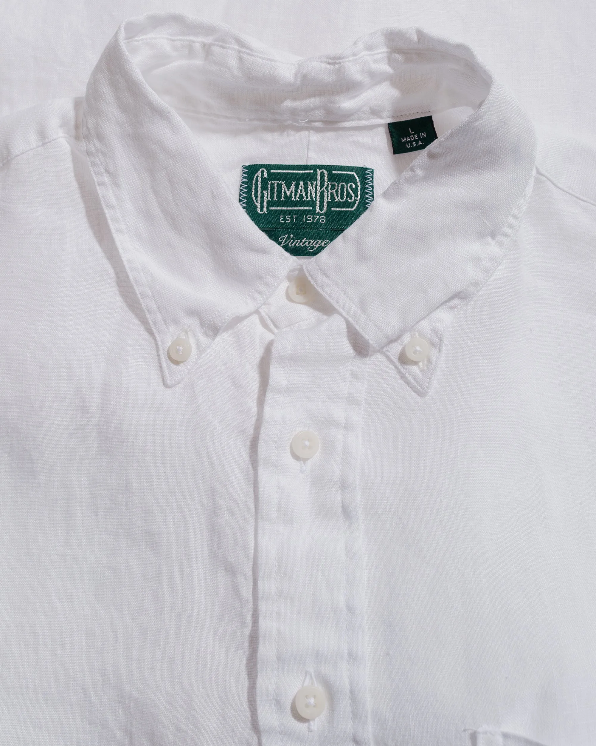 Gitman Vintage Bros. White Linen Long Sleeve Shirt sold by Lost & Found product image thumbnail 5