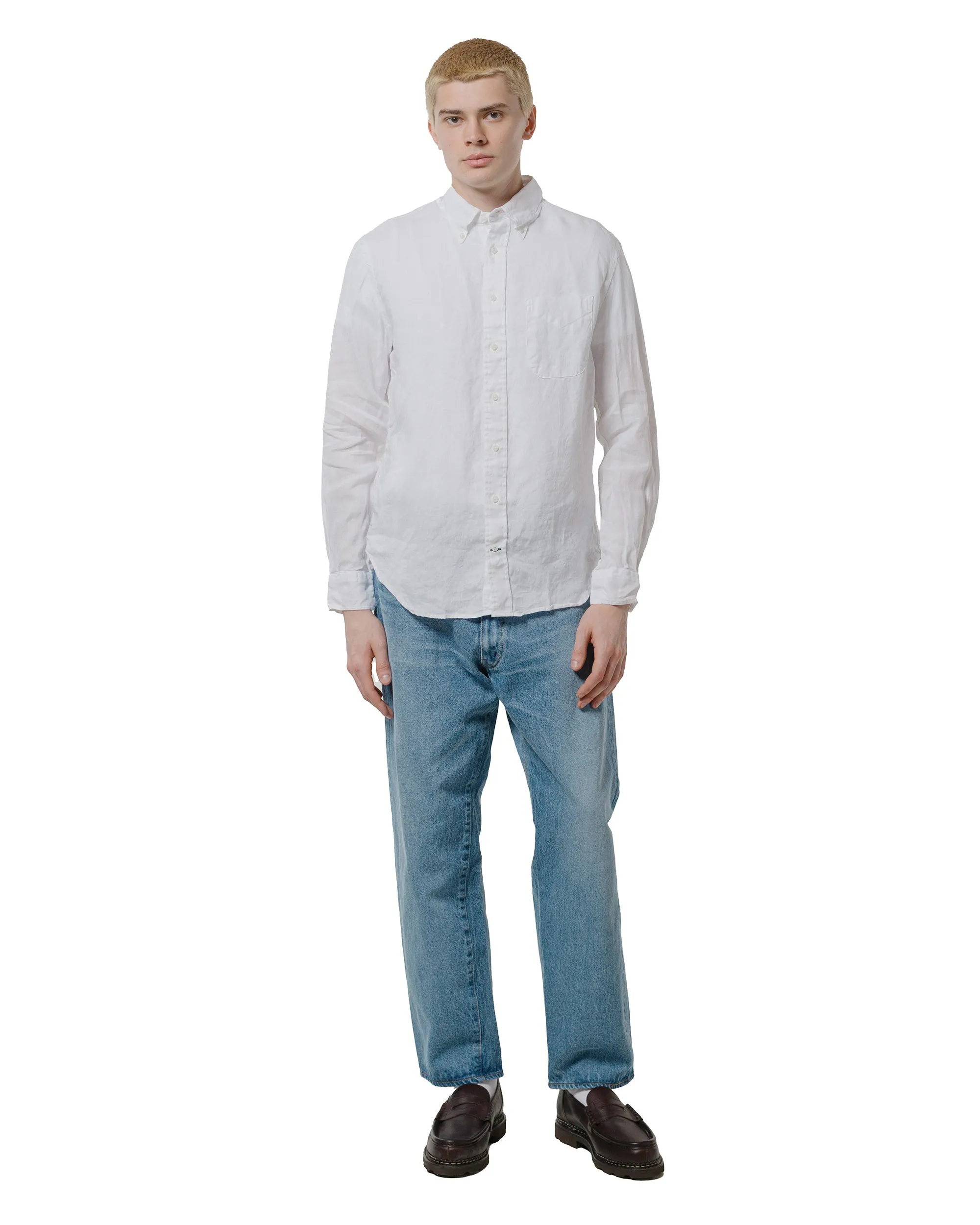 Gitman Vintage Bros. White Linen Long Sleeve Shirt sold by Lost & Found product image thumbnail 4