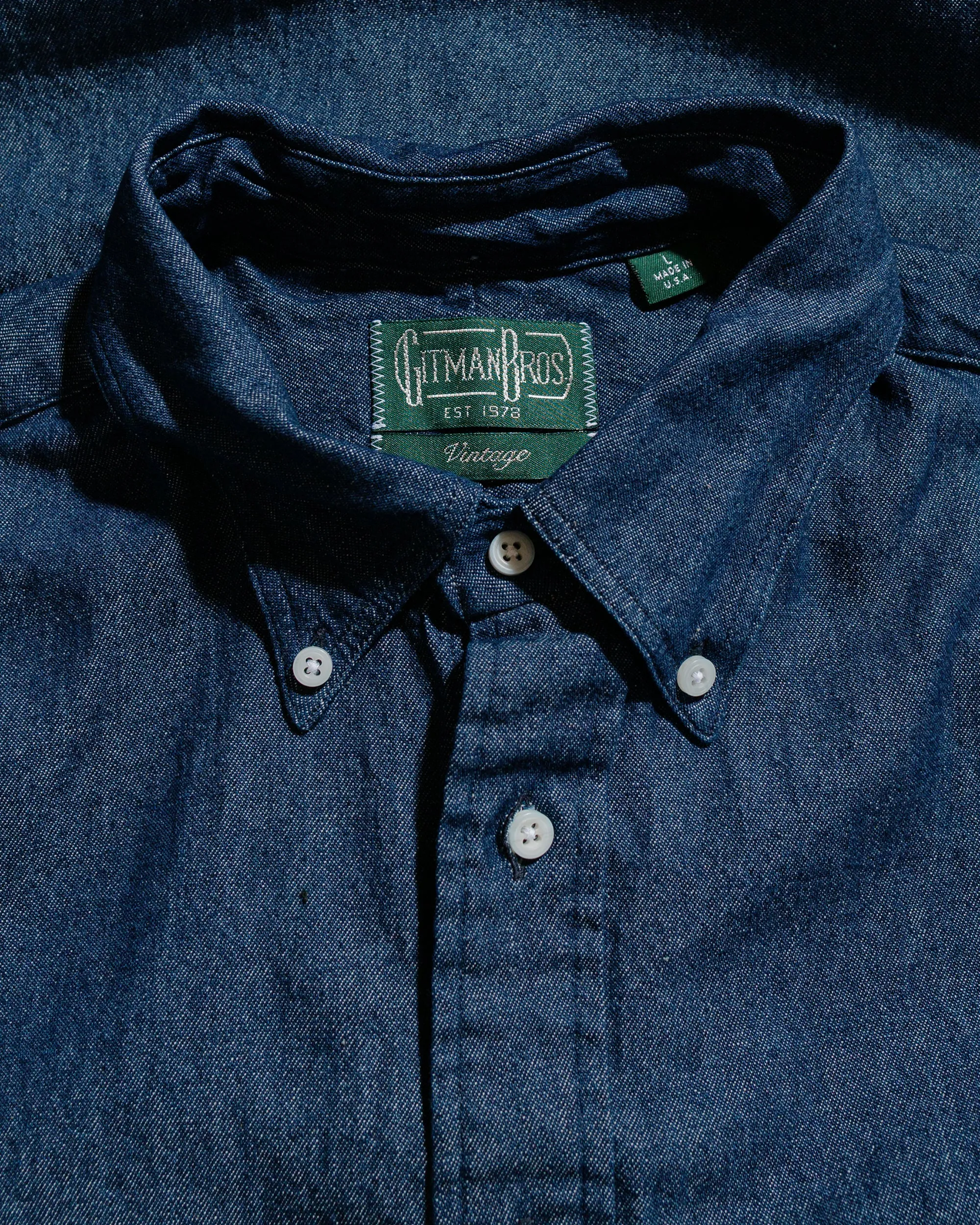 Gitman Vintage Bros. Summerweight Indigo Denim Shirt sold by Lost & Found product image thumbnail 5
